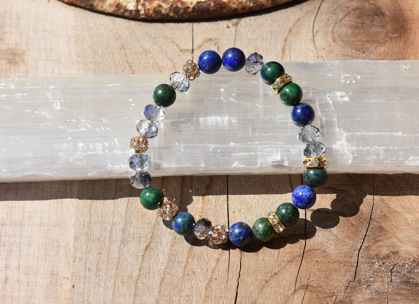 8mm Natural Azurite Crystal Bracelet – Intuition • Insight • Elevated Awareness