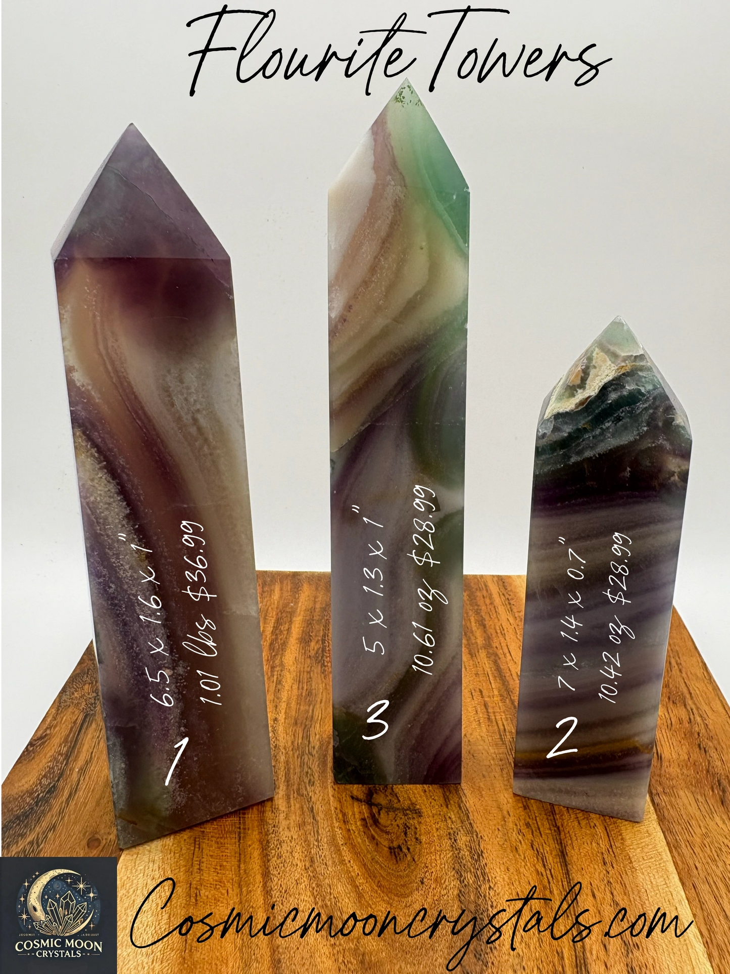 💚 White, Purple & Green Fluorite Tower – Clarity, Protection & Mental Reset | Choose Your Piece