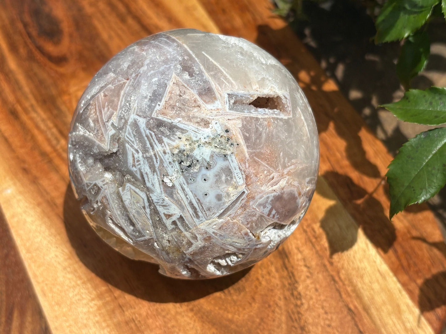 Pink Amethyst & White Quartz Sphere | Divine Radiance | Love, Clarity & Celestial Spark