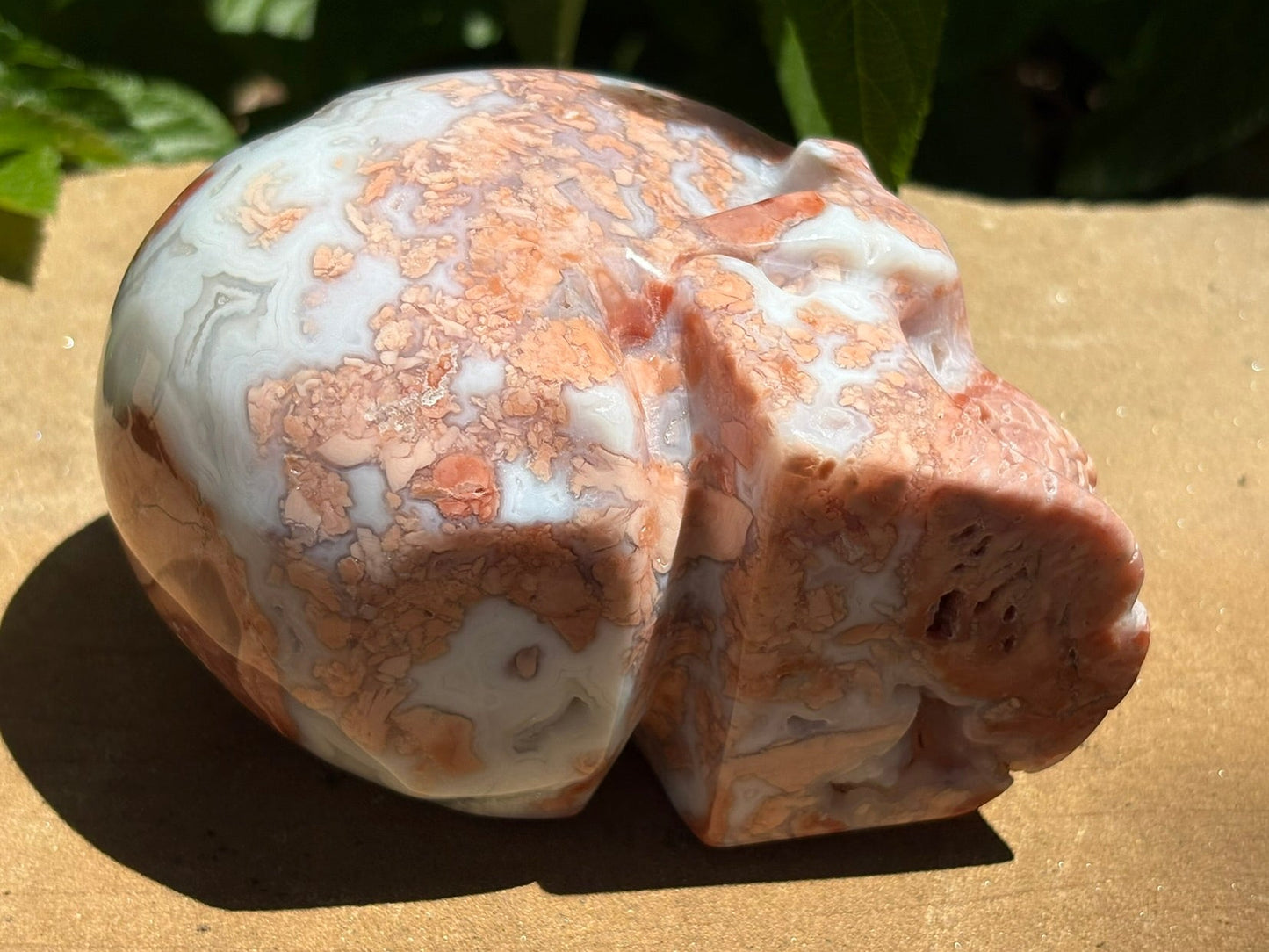 💀 Petal Agate Skull – Crown Activation • Third Eye Vision • Ancestral Spark Code: PPA1 | Approx. 4.1" x 2.6" x 3.2" | Weight: 1.62 lbs.