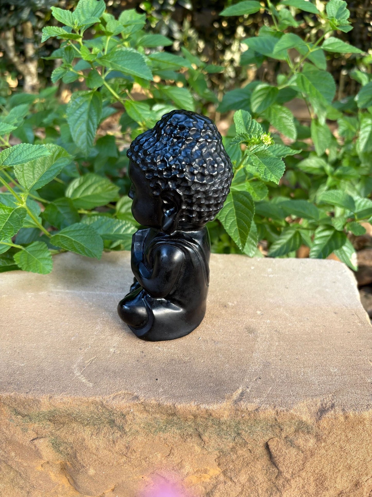 🖤 Black Obsidian Buddha Statue – Protection, Grounding & Spiritual Strength | 6" Carved Crystal