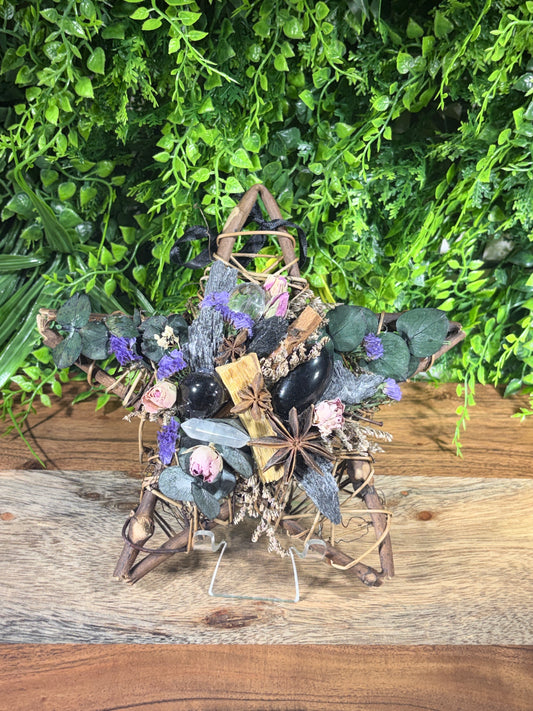 Protection Wicker Stars with Crystals and Sacred Botanicals - Protection ⢠Energy Clearing ⢠Sacred Space
