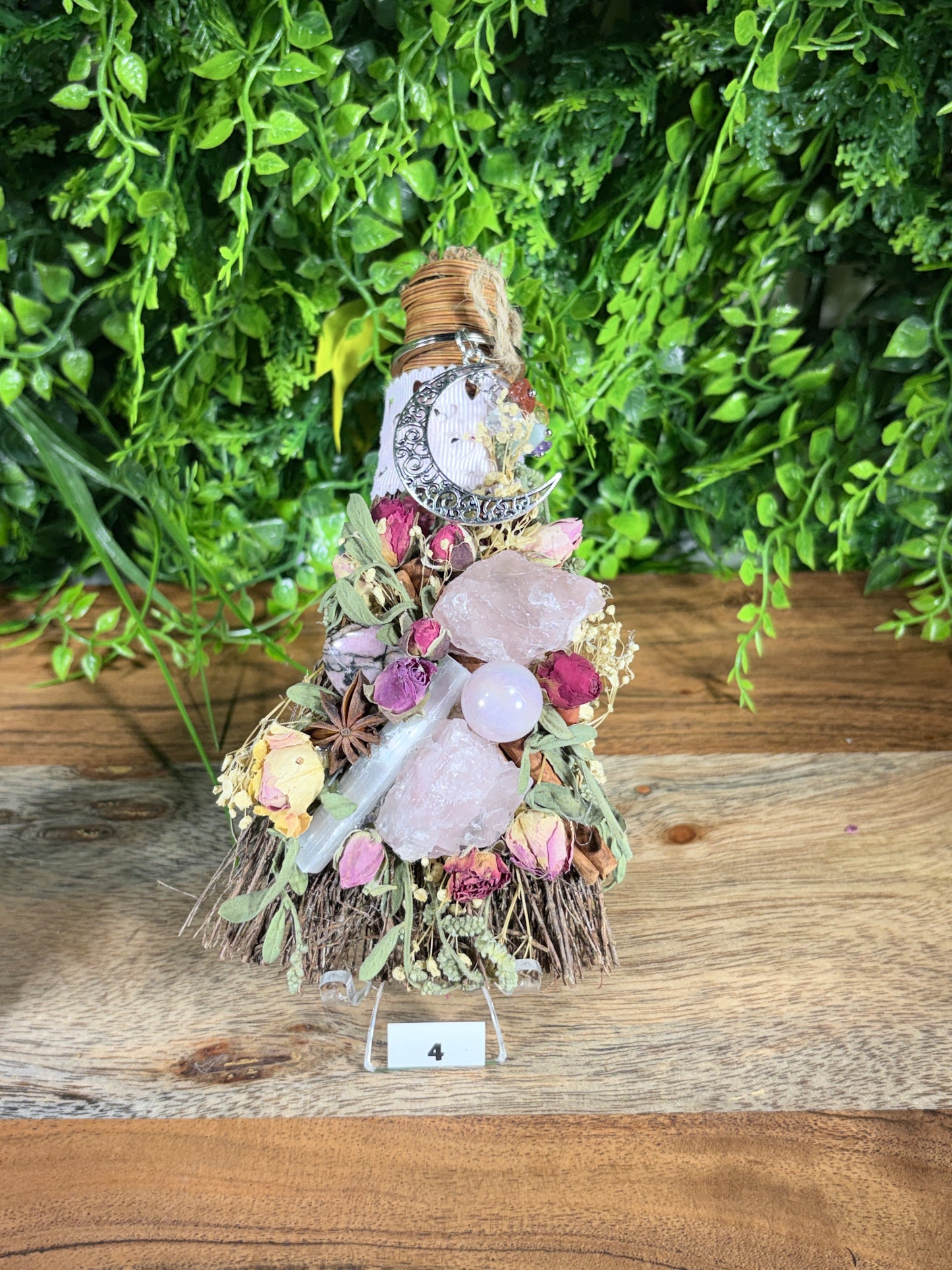 6-Inch Love & Relationship Cinnamon Brooms with Crystals - Love, Emotional Healing, Heart Connection
