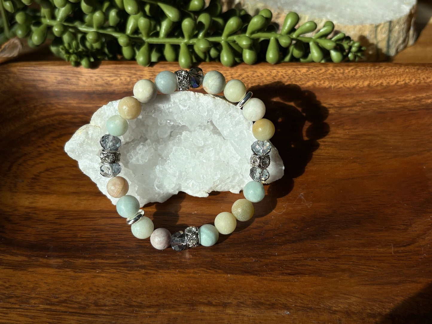8mm Matte Amazonite Crystal Bracelet – Calm • Clarity • Communication
