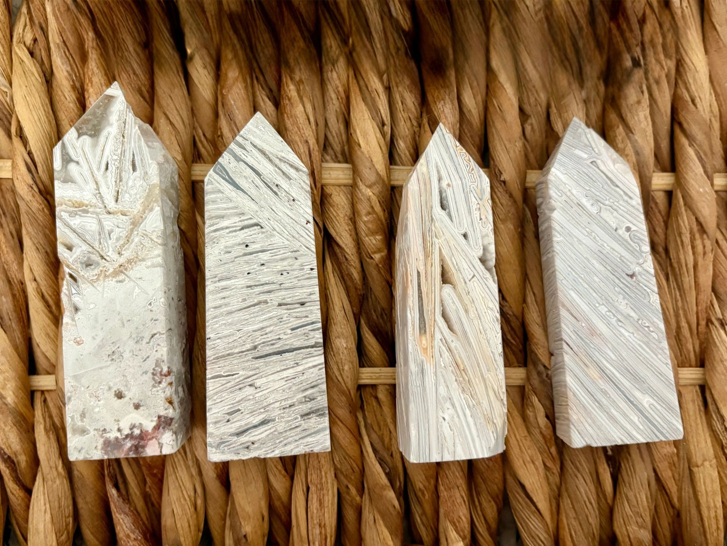 🤍 White Crazy Lace Agate Towers – Joy, Balance & Earthy Harmony | Choose Your Piece