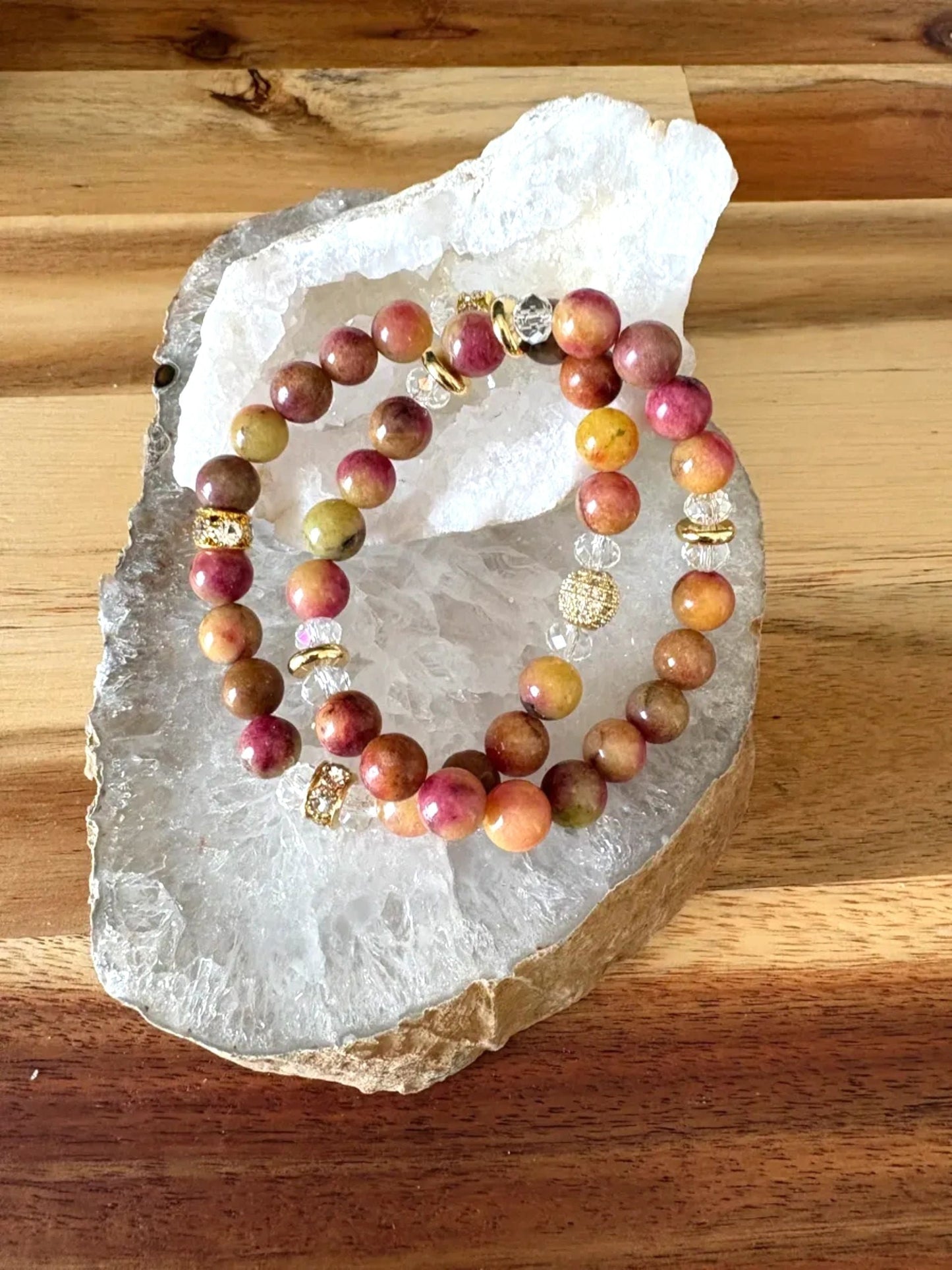 8mm Dyed Quartzite Crystal Bracelet Set – Uplifting Energy • Joyful Flow • Bold Feminine Power