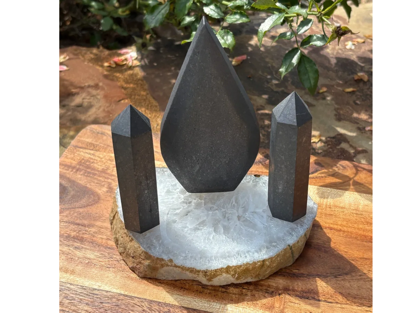 🔥 Unpolished Shungite Flame & Tower Set – Protection, Purification & Power Grounding