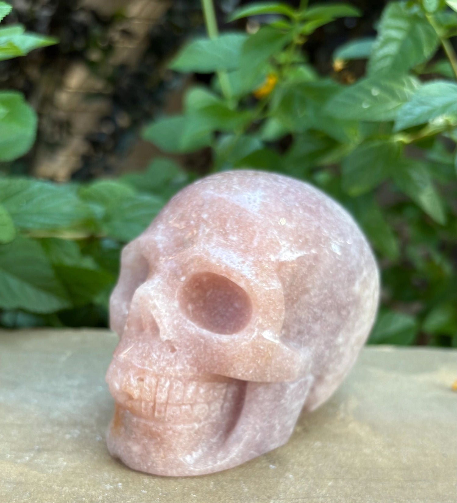 Pink Amethyst Skull Natural Stone Sparkle