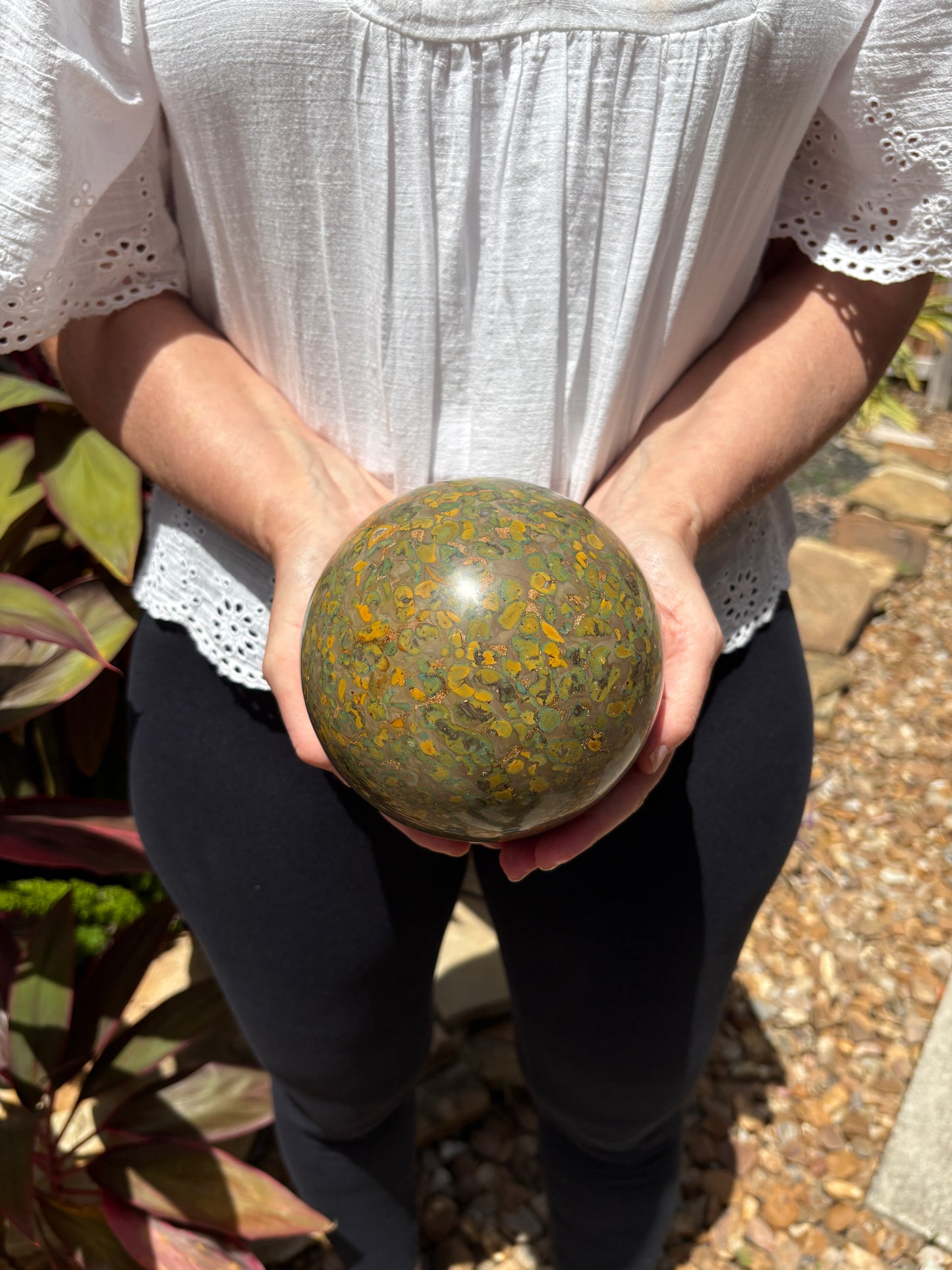 Large 7.82 lbs. Fruit Jasper Sphere -  Grounding • Vitality • Creativity