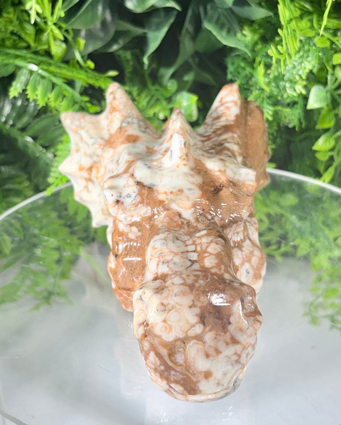 Amber Calcite Dragon Head Carving - Confidence • Joy • Empowered Energy