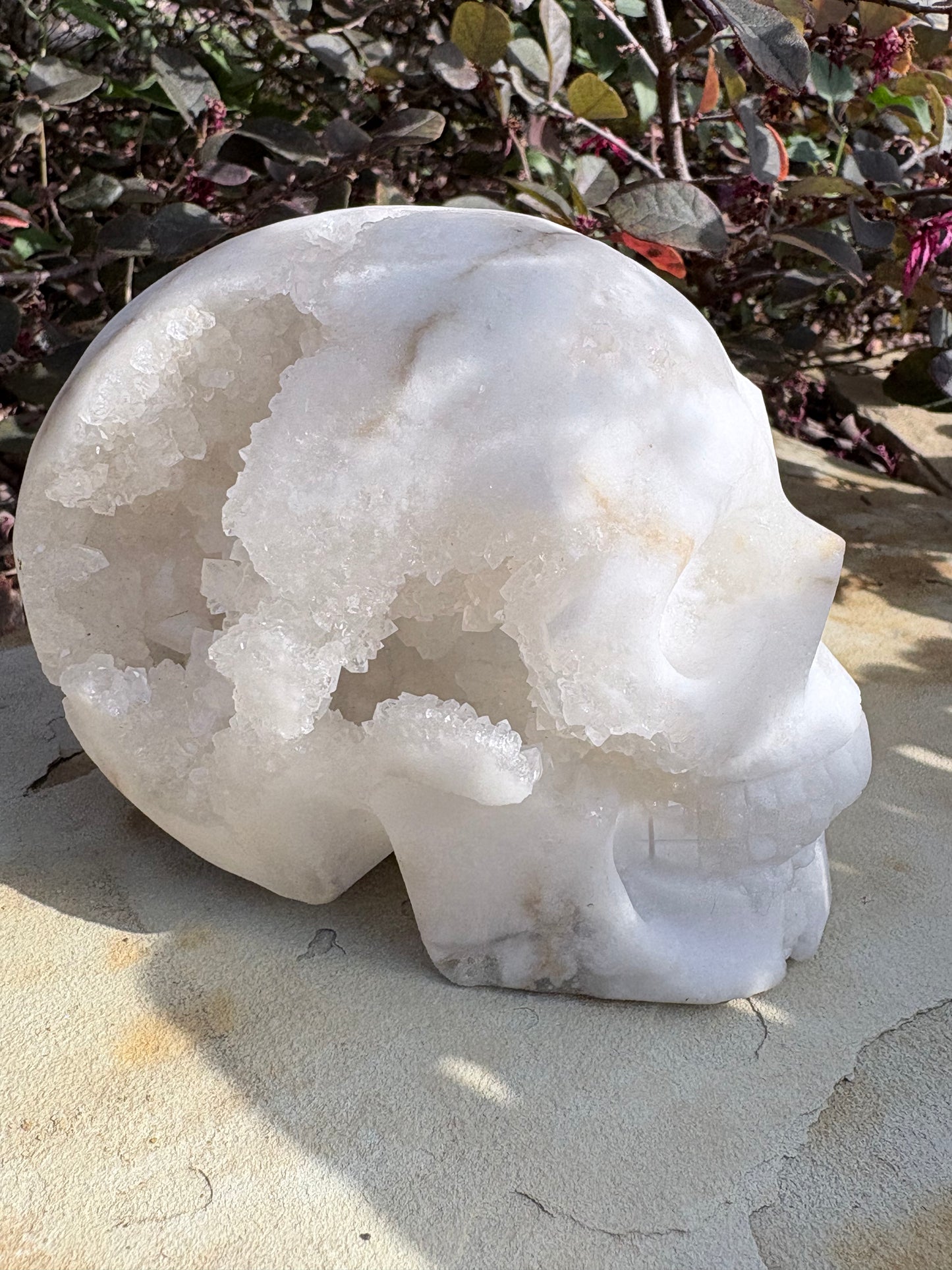 White Quartz Geode Crystal Skull – Clarity • Amplification • Inner Light