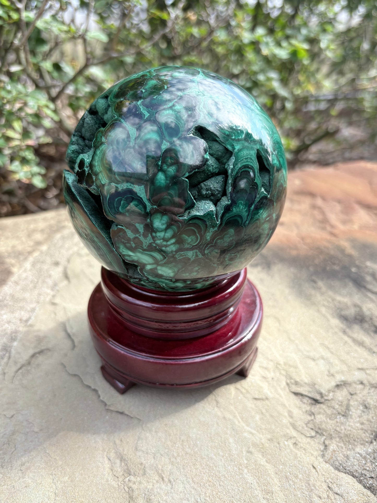 Collector-Grade Malachite Sphere with Natural Druzy Cavern & Ancient Power | Deep Protection | Earth-Born Truth