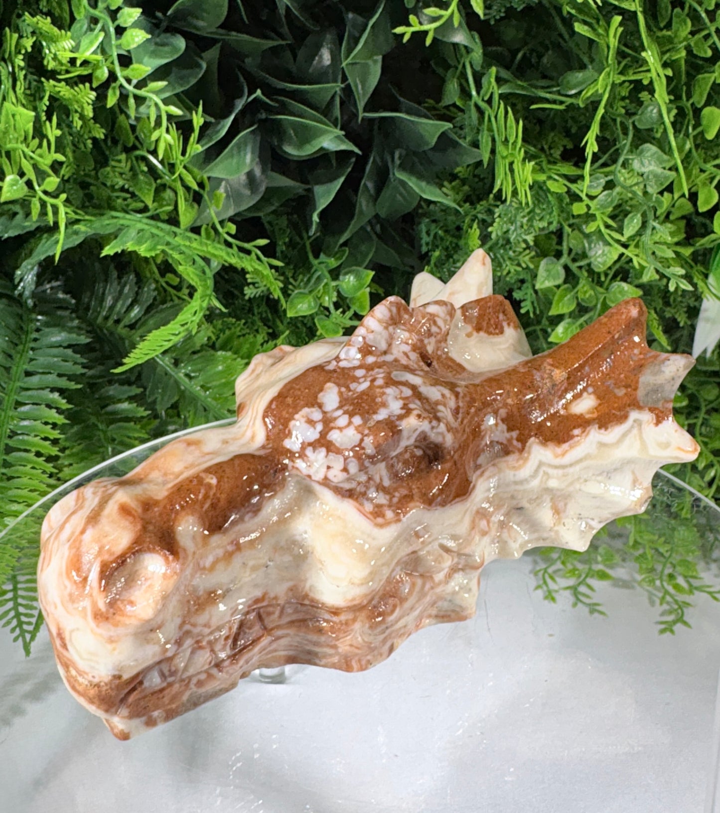 Carved Amber Calcite Dragon Head - Confidence • Joy • Empowered Energy