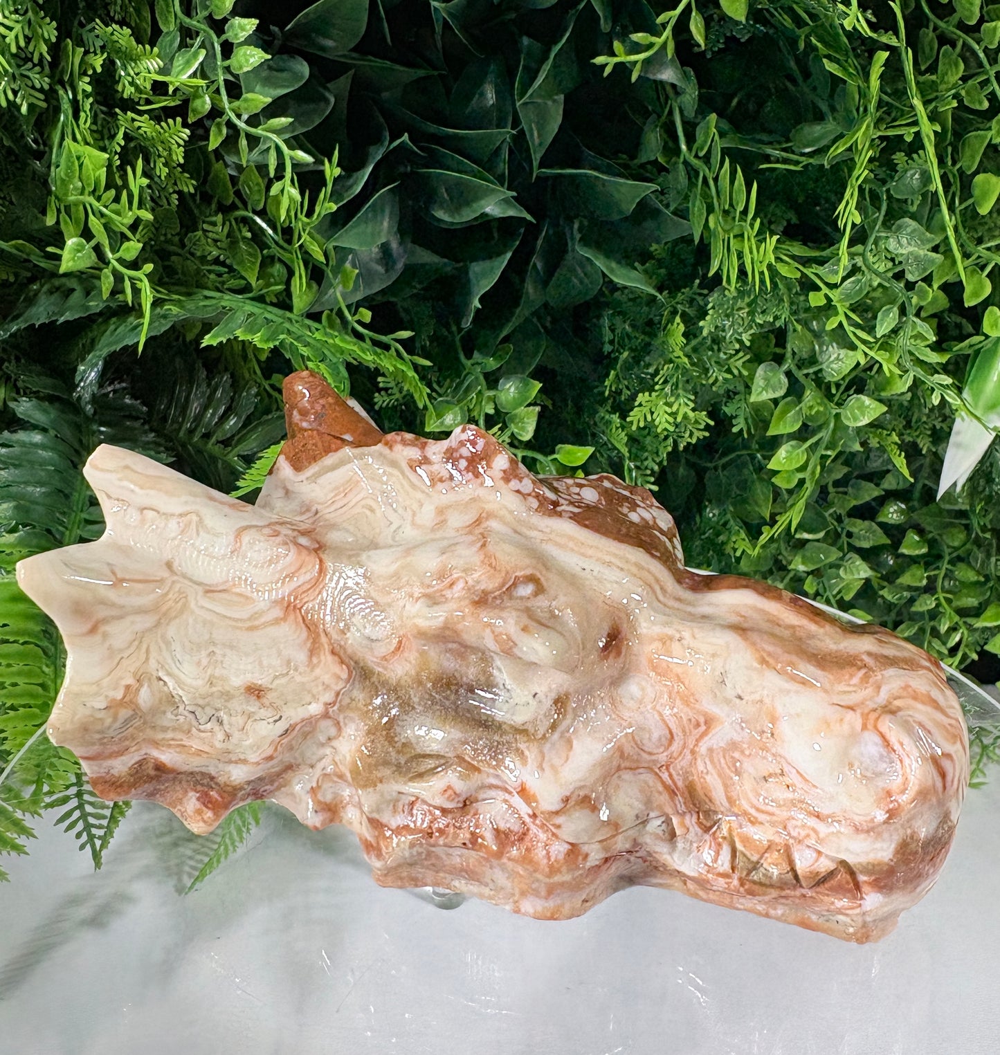 Carved Amber Calcite Dragon Head - Confidence • Joy • Empowered Energy