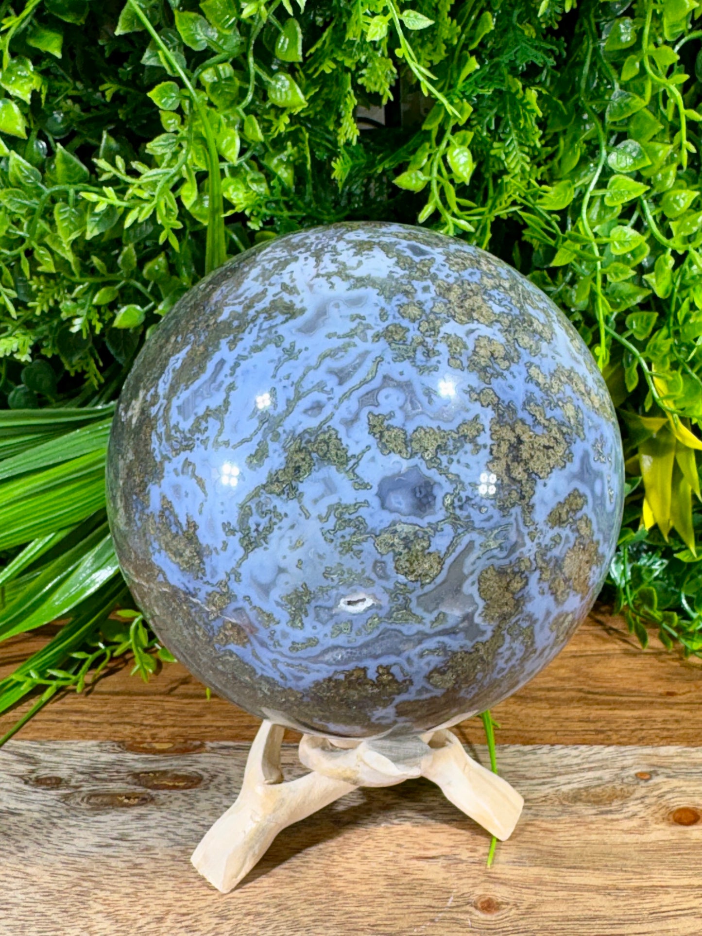 Large Moss Agate Sphere 107mm - 4.28 lbs. - Growth • Abundance • Grounding