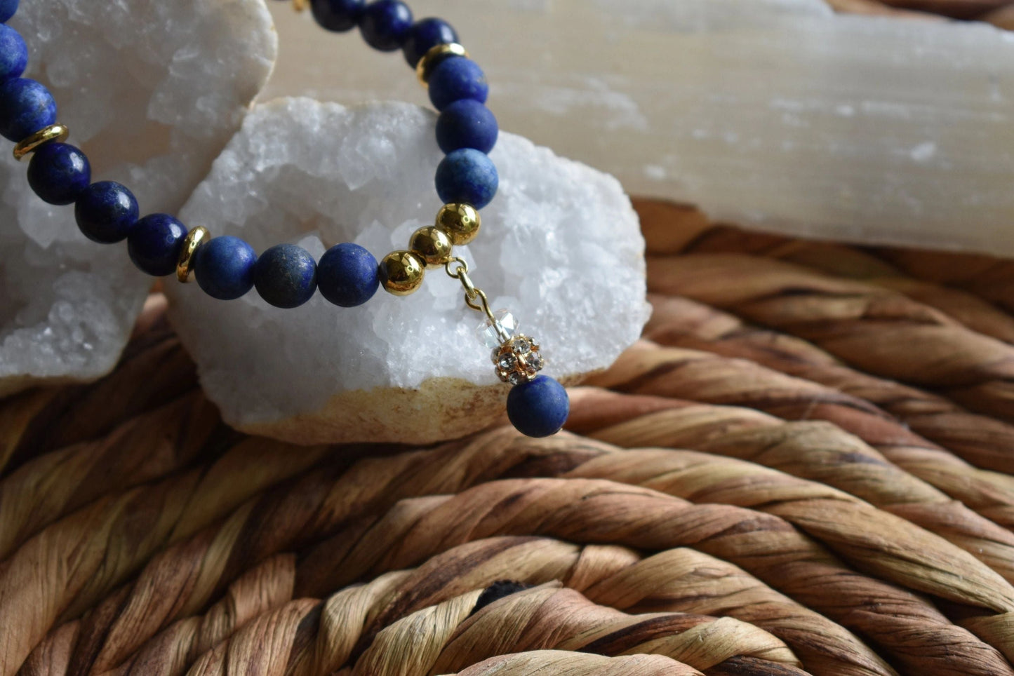 8mm Polished & Matte Lapis Lazuli Crystal Bracelet – Inner Truth • Wisdom • Confident Expression