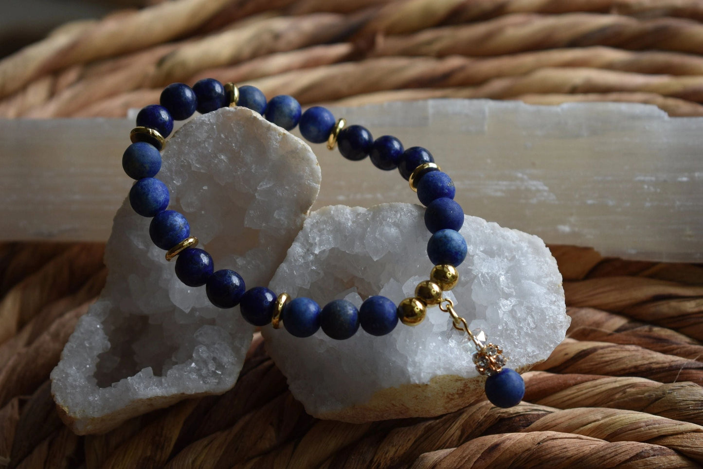 8mm Polished & Matte Lapis Lazuli Crystal Bracelet – Inner Truth • Wisdom • Confident Expression