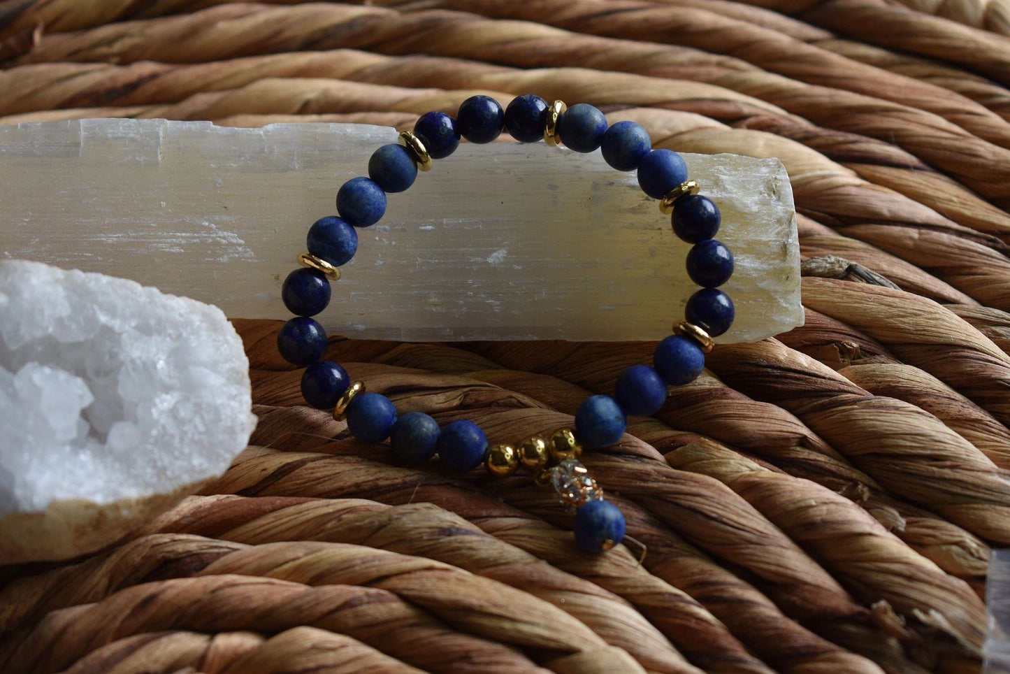 8mm Polished & Matte Lapis Lazuli Crystal Bracelet – Inner Truth • Wisdom • Confident Expression