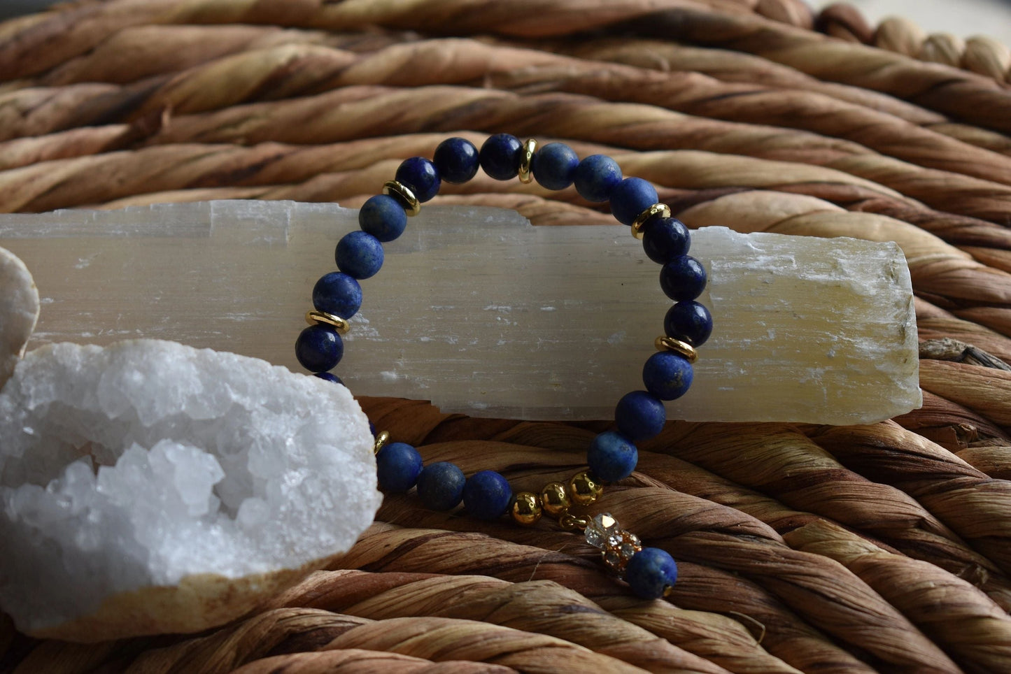 8mm Polished & Matte Lapis Lazuli Crystal Bracelet – Inner Truth • Wisdom • Confident Expression