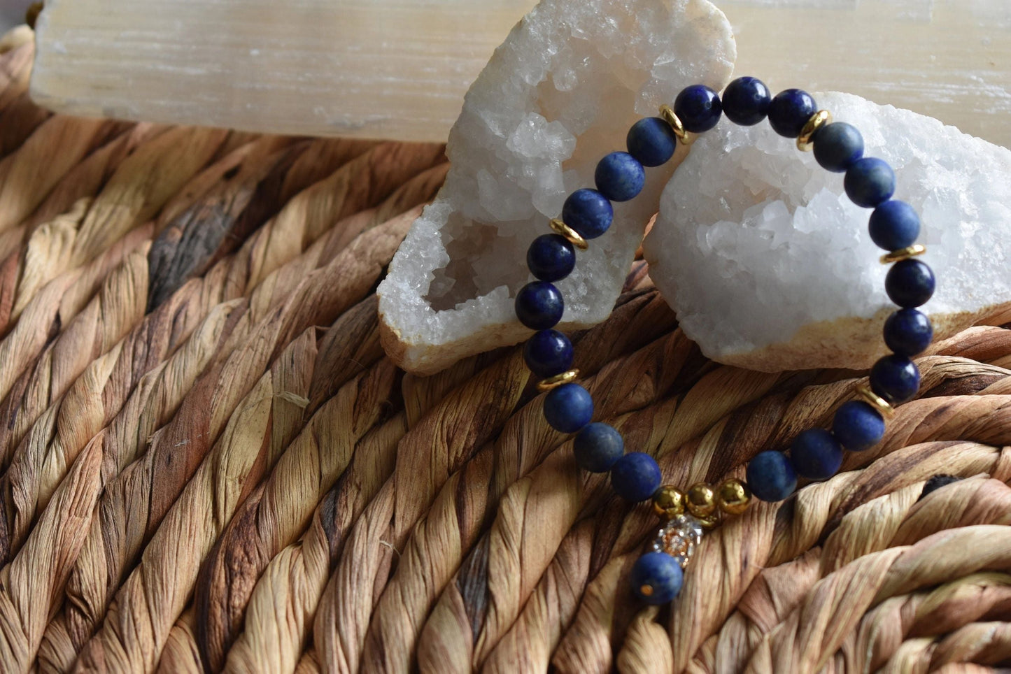 8mm Polished & Matte Lapis Lazuli Crystal Bracelet – Inner Truth • Wisdom • Confident Expression