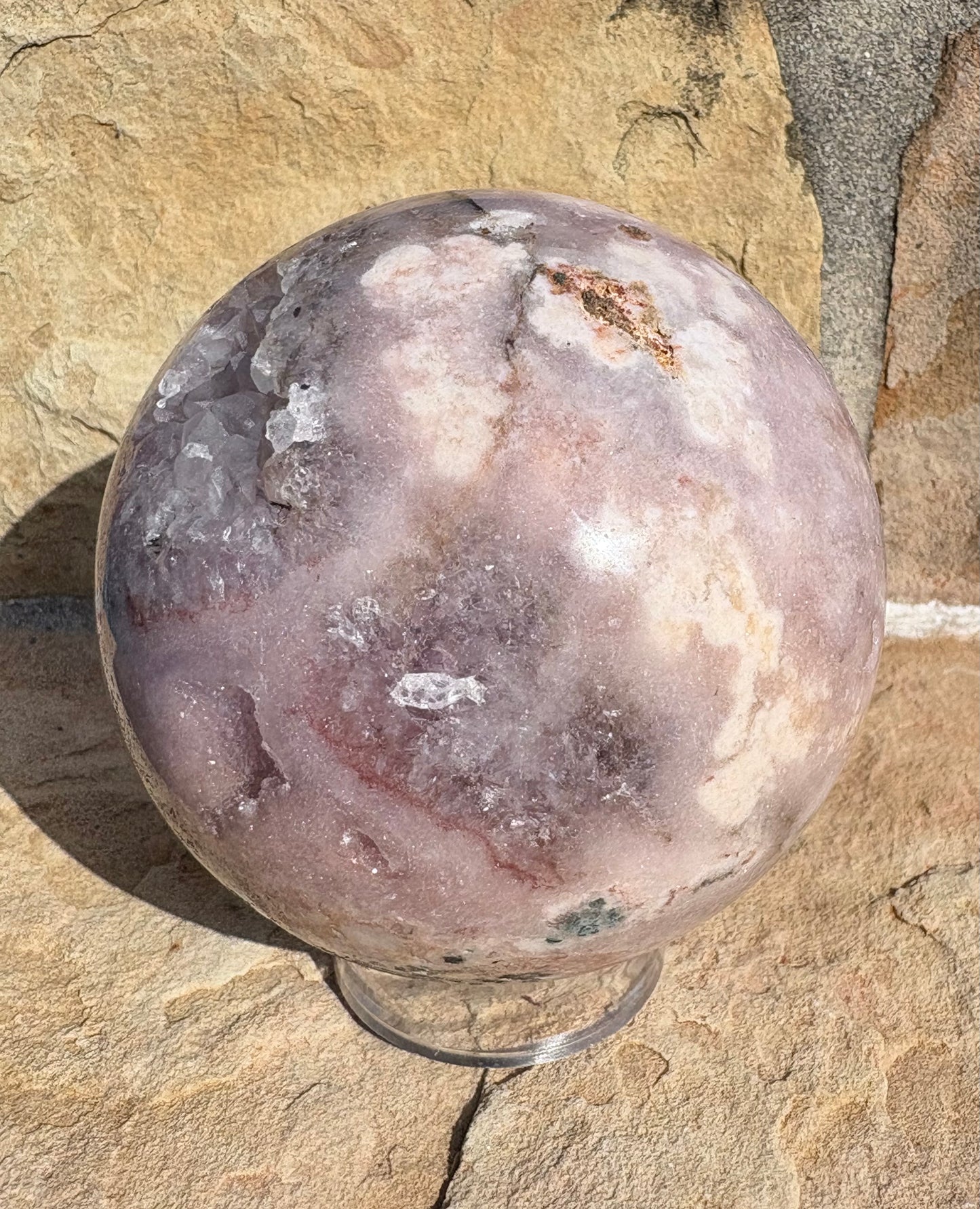 🌸✨ Pink Amethyst Druzy Sphere with Natural Matrix Earthborn Beauty | Raw Truth | Heart-Centered Calm