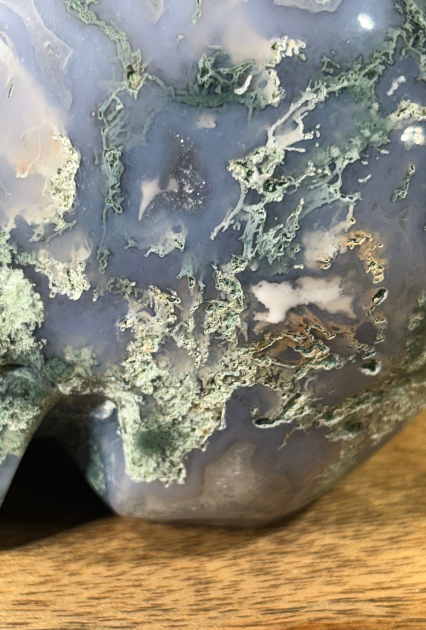 Moss Agate Skull -  Grounding • Growth • Abundance