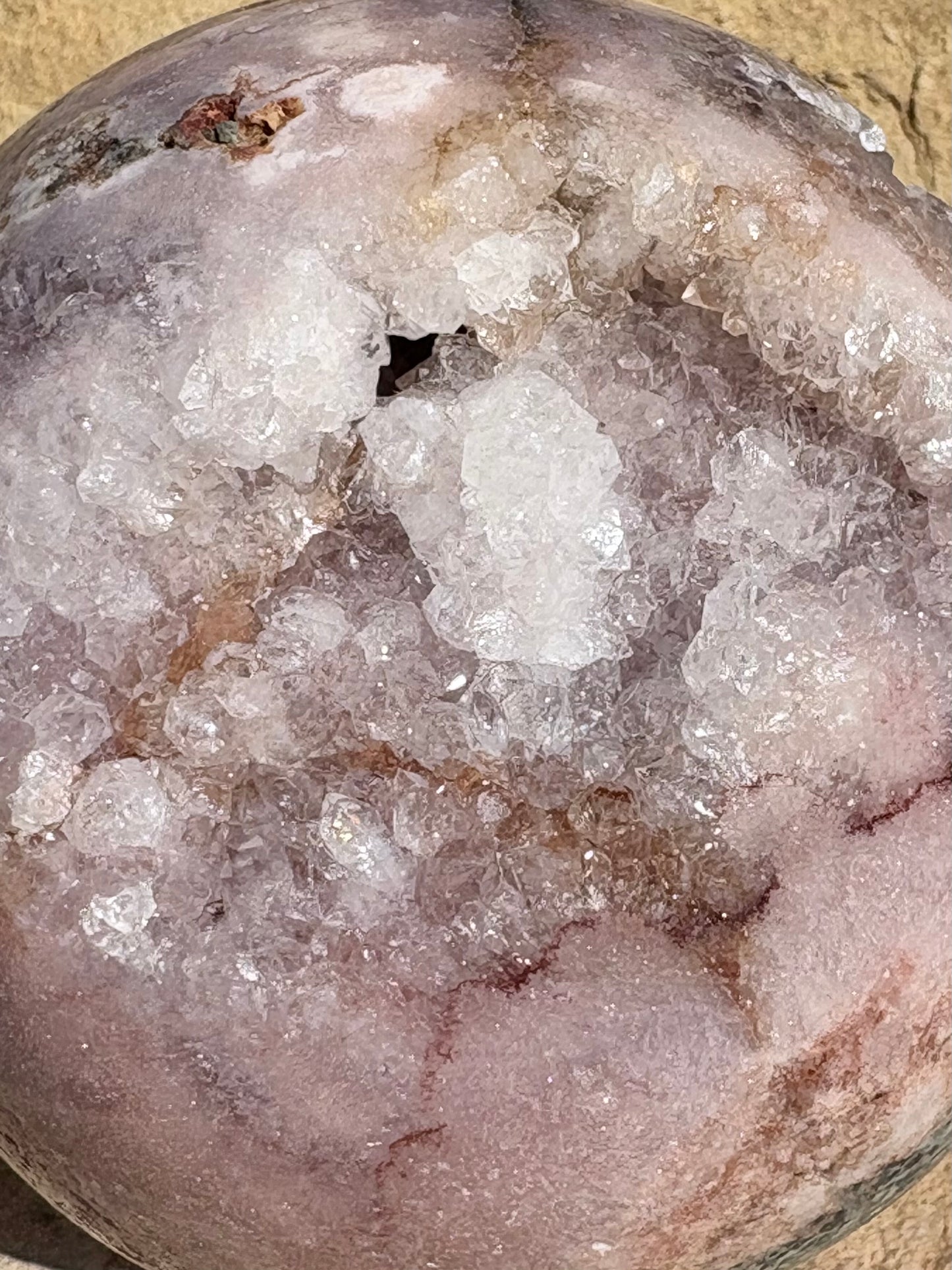 🌸✨ Pink Amethyst Druzy Sphere with Natural Matrix Earthborn Beauty | Raw Truth | Heart-Centered Calm