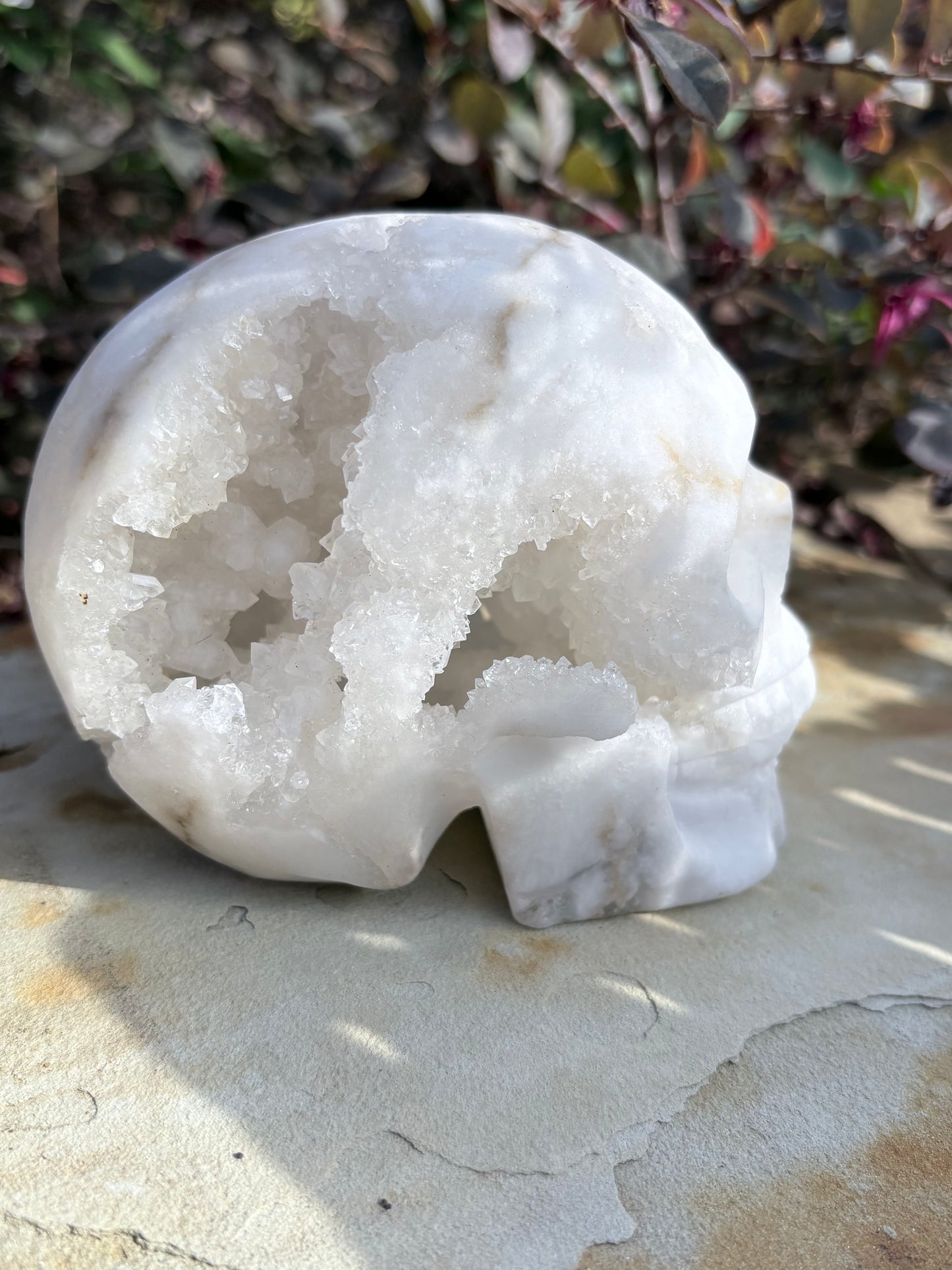White Quartz Geode Crystal Skull – Clarity • Amplification • Inner Light