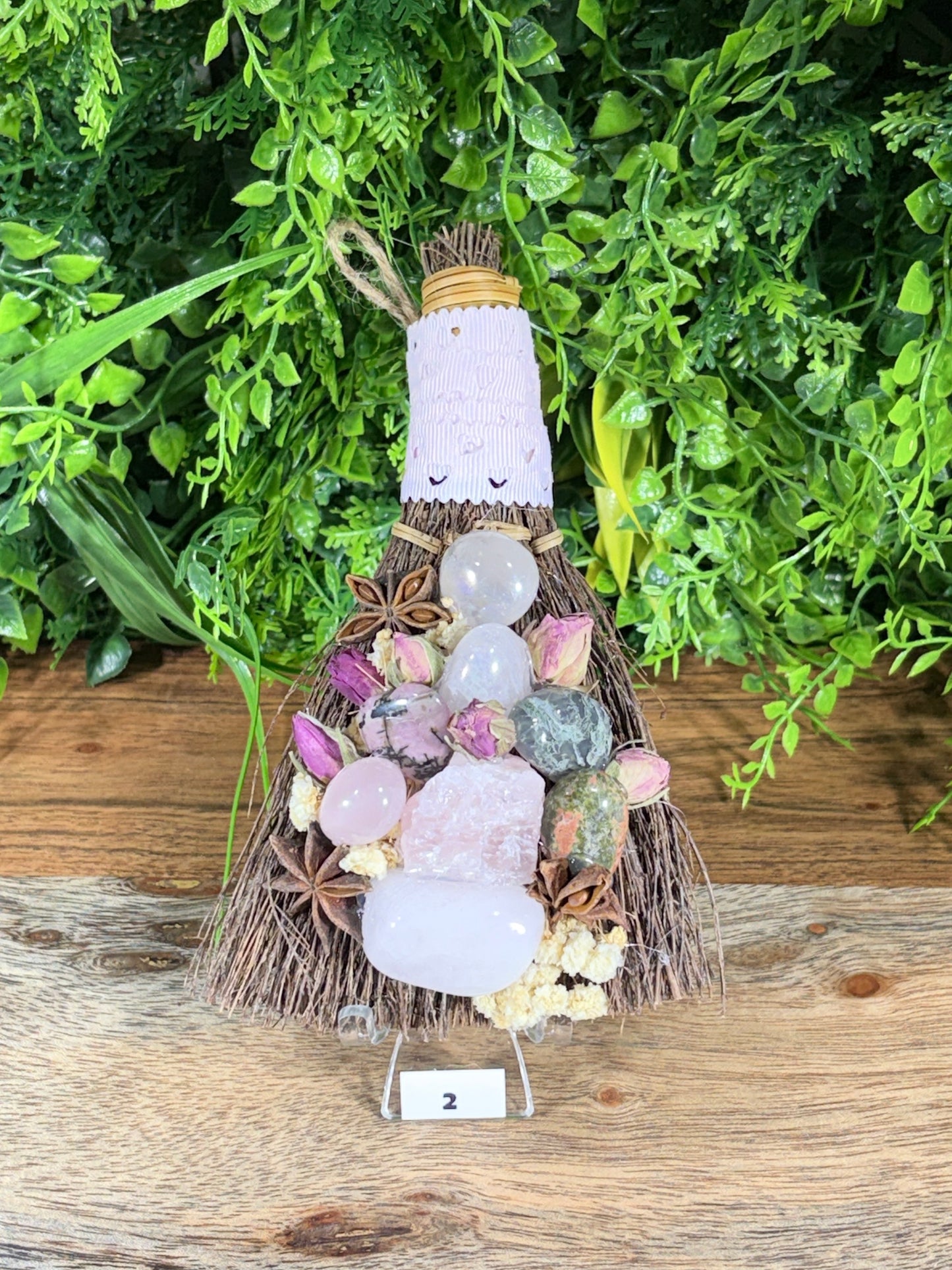 6-Inch Love & Relationship Cinnamon Brooms with Crystals - Love, Emotional Healing, Heart Connection