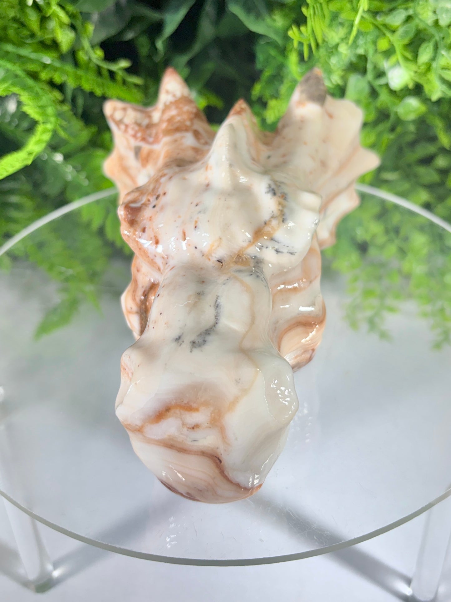 Amber Calcite Dragon Head Carving - Confidence • Clarity • Ancient Wisdom