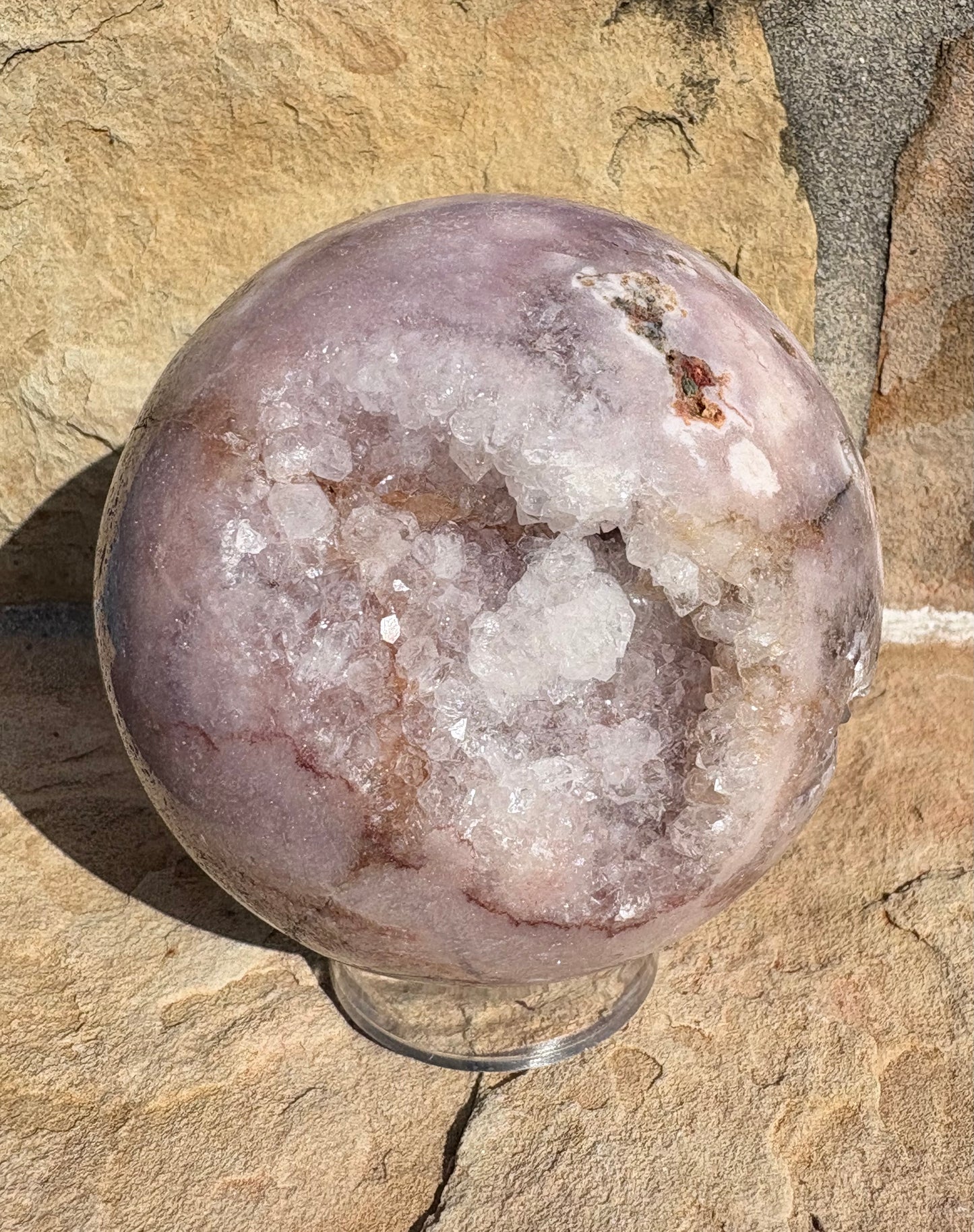 🌸✨ Pink Amethyst Druzy Sphere with Natural Matrix Earthborn Beauty | Raw Truth | Heart-Centered Calm