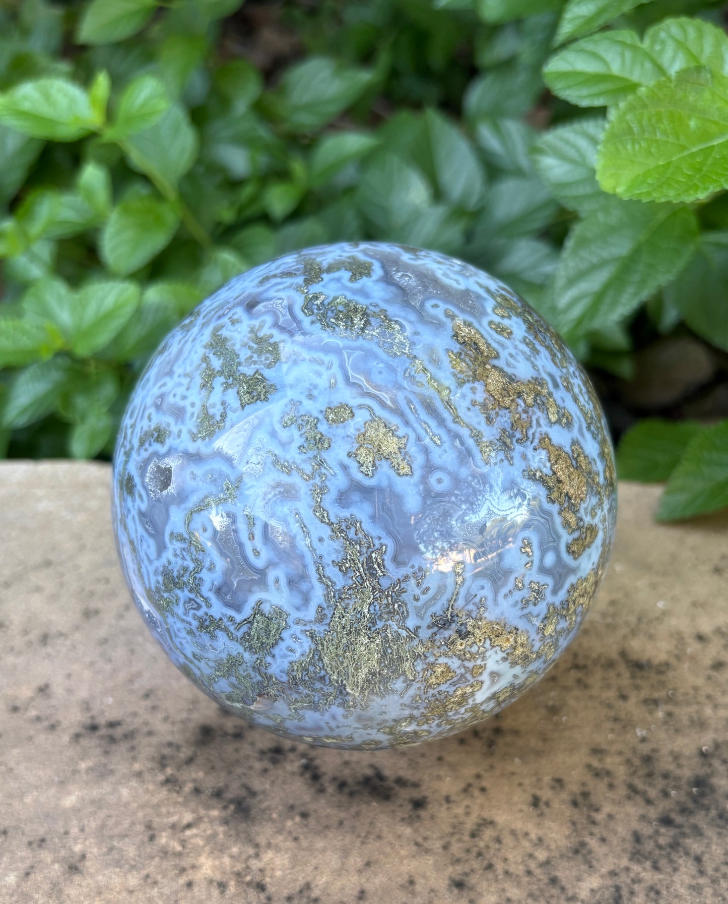 Large Moss Agate Sphere 107mm - 4.28 lbs. - Growth • Abundance • Grounding