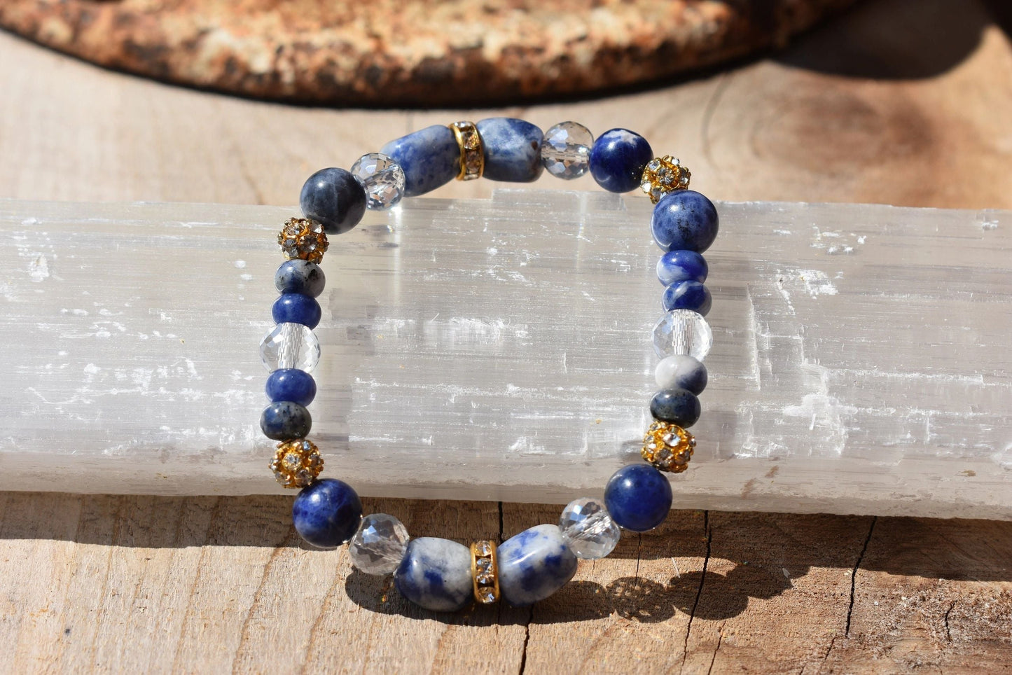 Sodalite Crystal Bracelet – Mental Clarity • Calm Focus • Truthful Expression