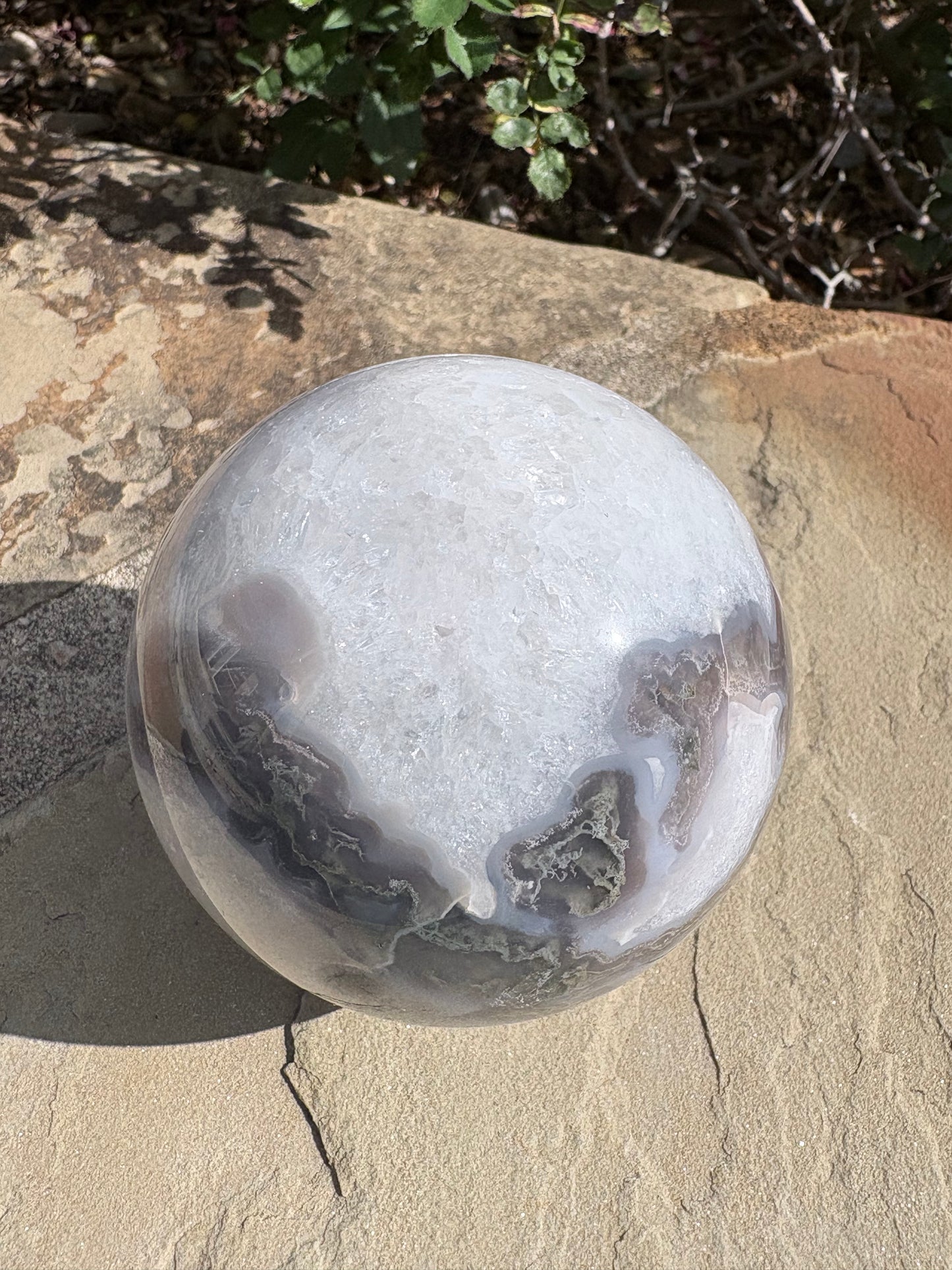 🌿 Moss Agate Crystal Sphere – Renewal • Balance • Earth Calm