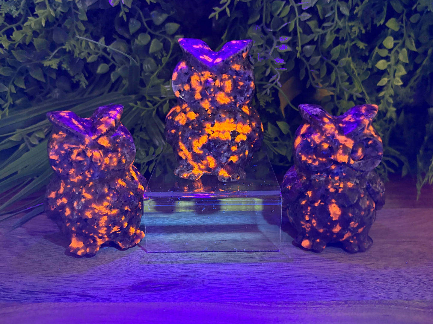 Yooperlite Owl Carving UV Reactive - Grounding - Truth & Awareness