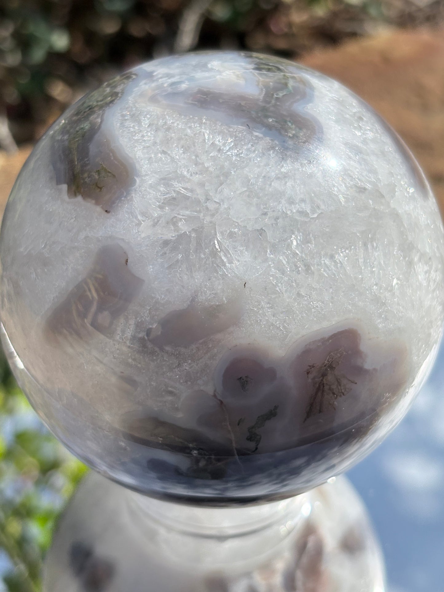 🌿 Moss Agate Crystal Sphere – Renewal • Balance • Earth Calm