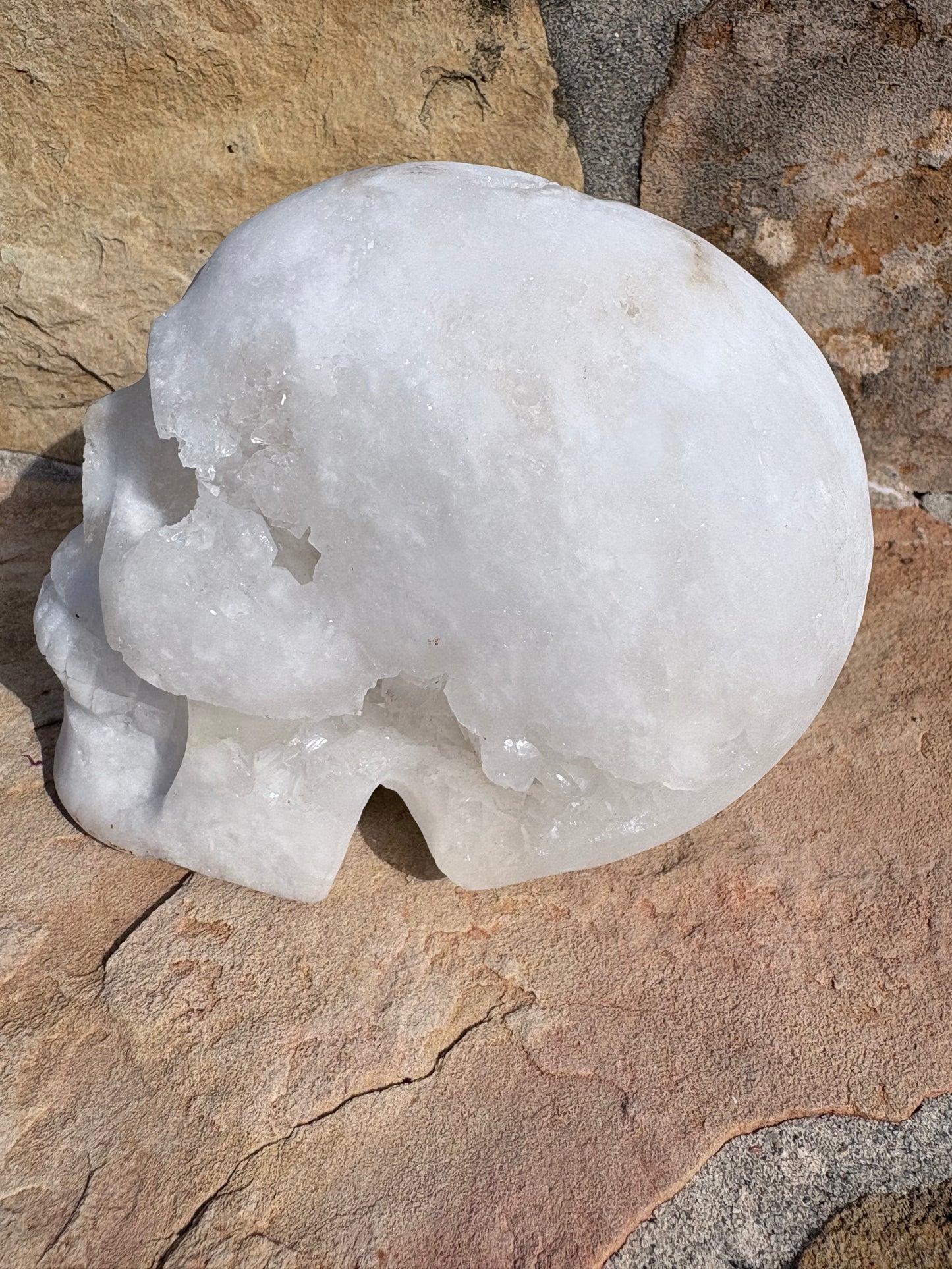 White Quartz Geode Crystal Skull – Clarity • Amplification • Inner Light