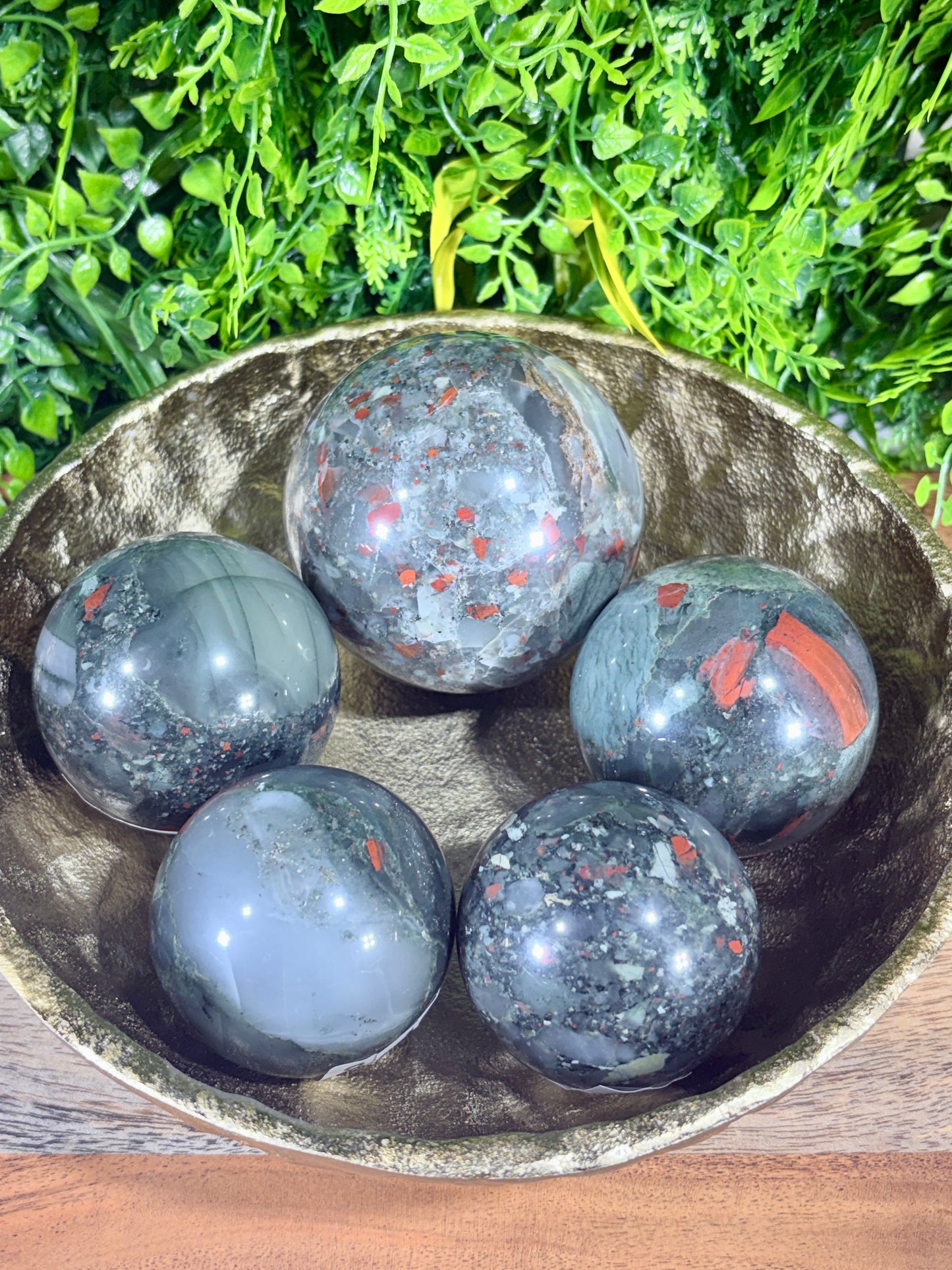 African Bloodstone Spheres - Courage • Vitality • Grounded Strength - Warrior Energy