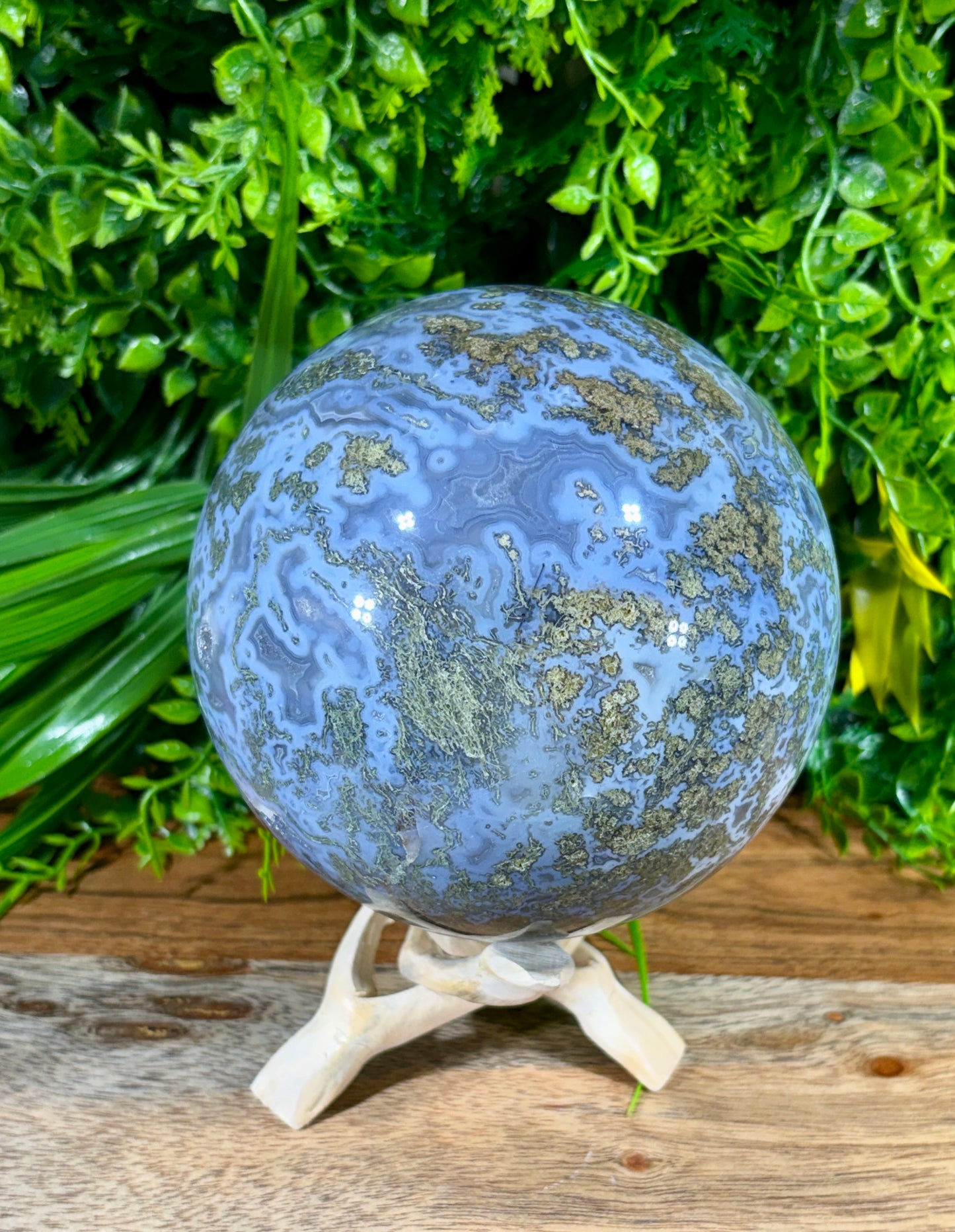 Large Moss Agate Sphere 107mm - 4.28 lbs. - Growth • Abundance • Grounding