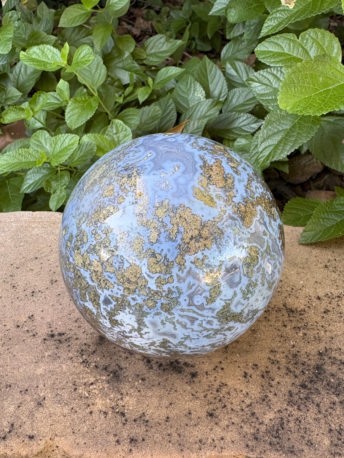 Large Moss Agate Sphere 107mm - 4.28 lbs. - Growth • Abundance • Grounding
