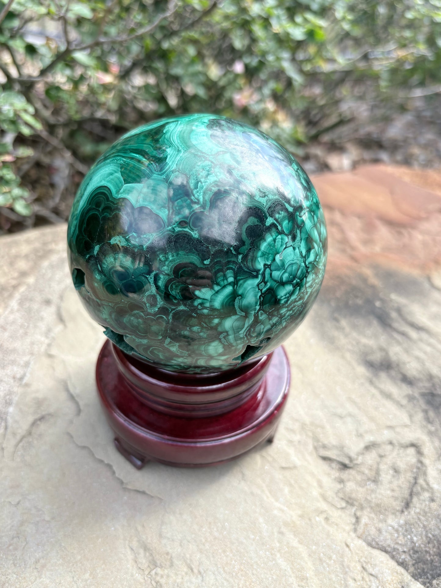 Collector-Grade Malachite Sphere with Natural Druzy Cavern & Ancient Power | Deep Protection | Earth-Born Truth