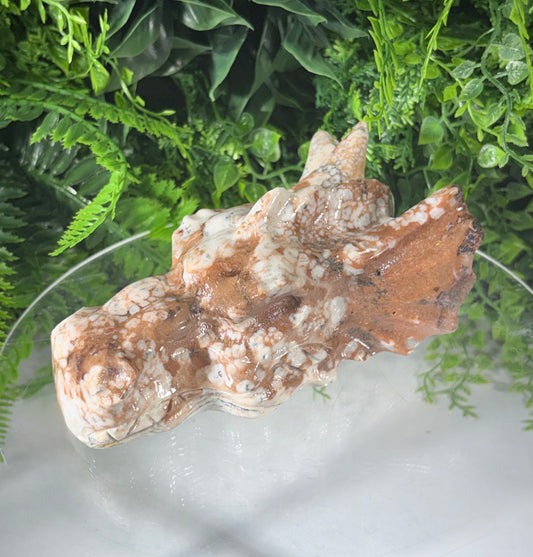 Amber Calcite Dragon Head Carving - Confidence • Joy • Empowered Energy