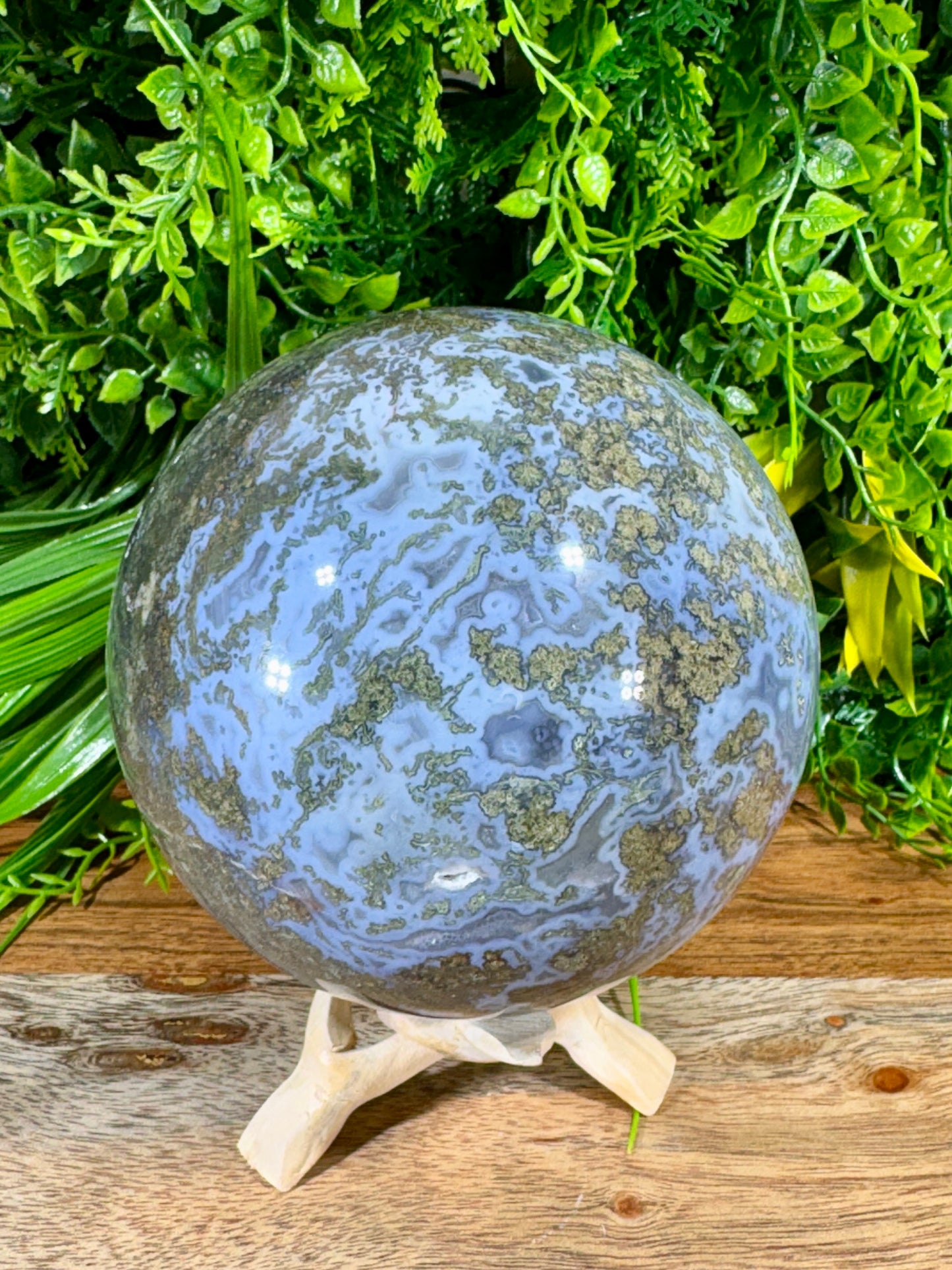 Large Moss Agate Sphere 107mm - 4.28 lbs. - Growth • Abundance • Grounding