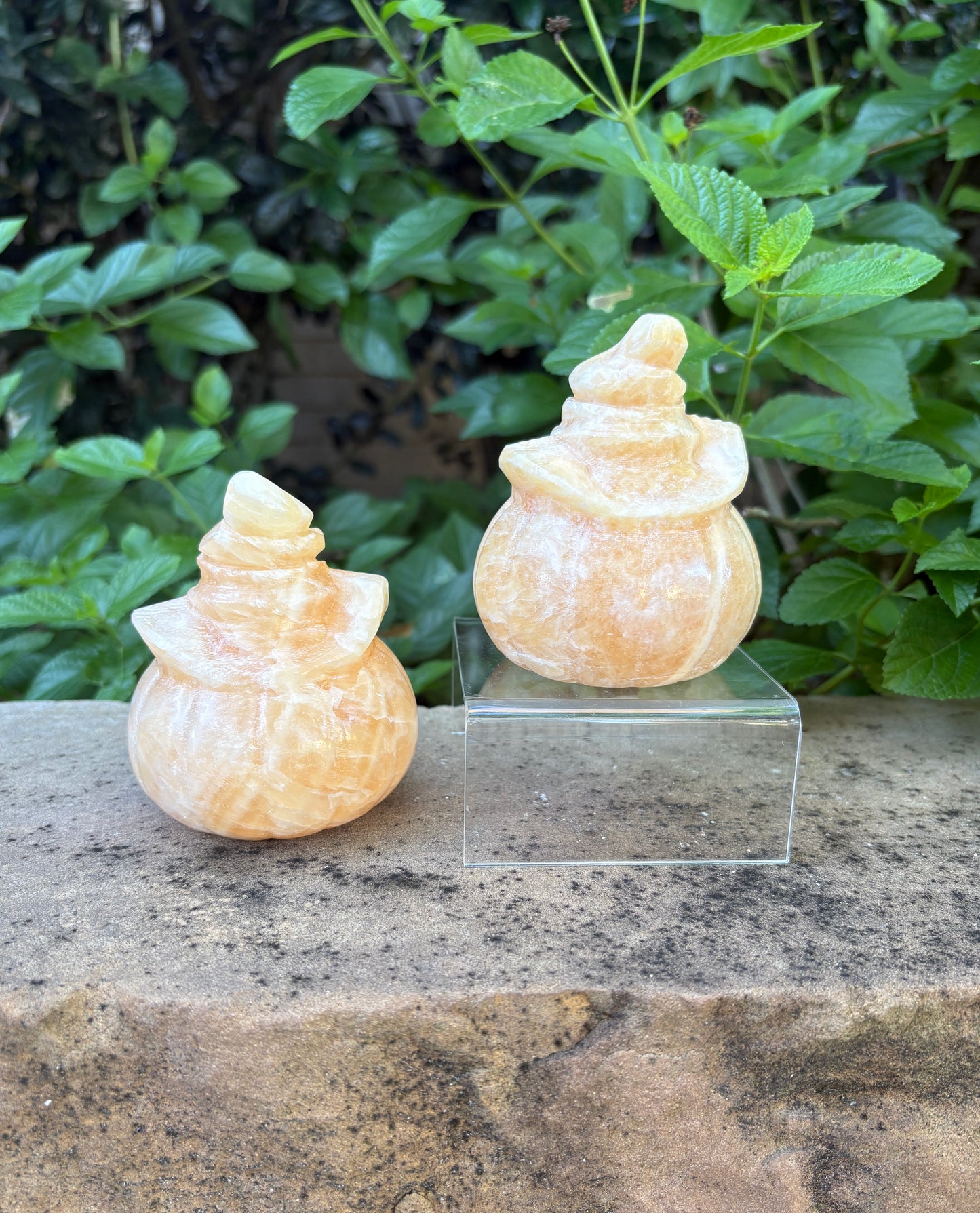 Carved Orange Calcite Jack-o- Lantern with Wizard Hat - Pumpkin Magic | Joy, Confidence & Seasonal Spark
