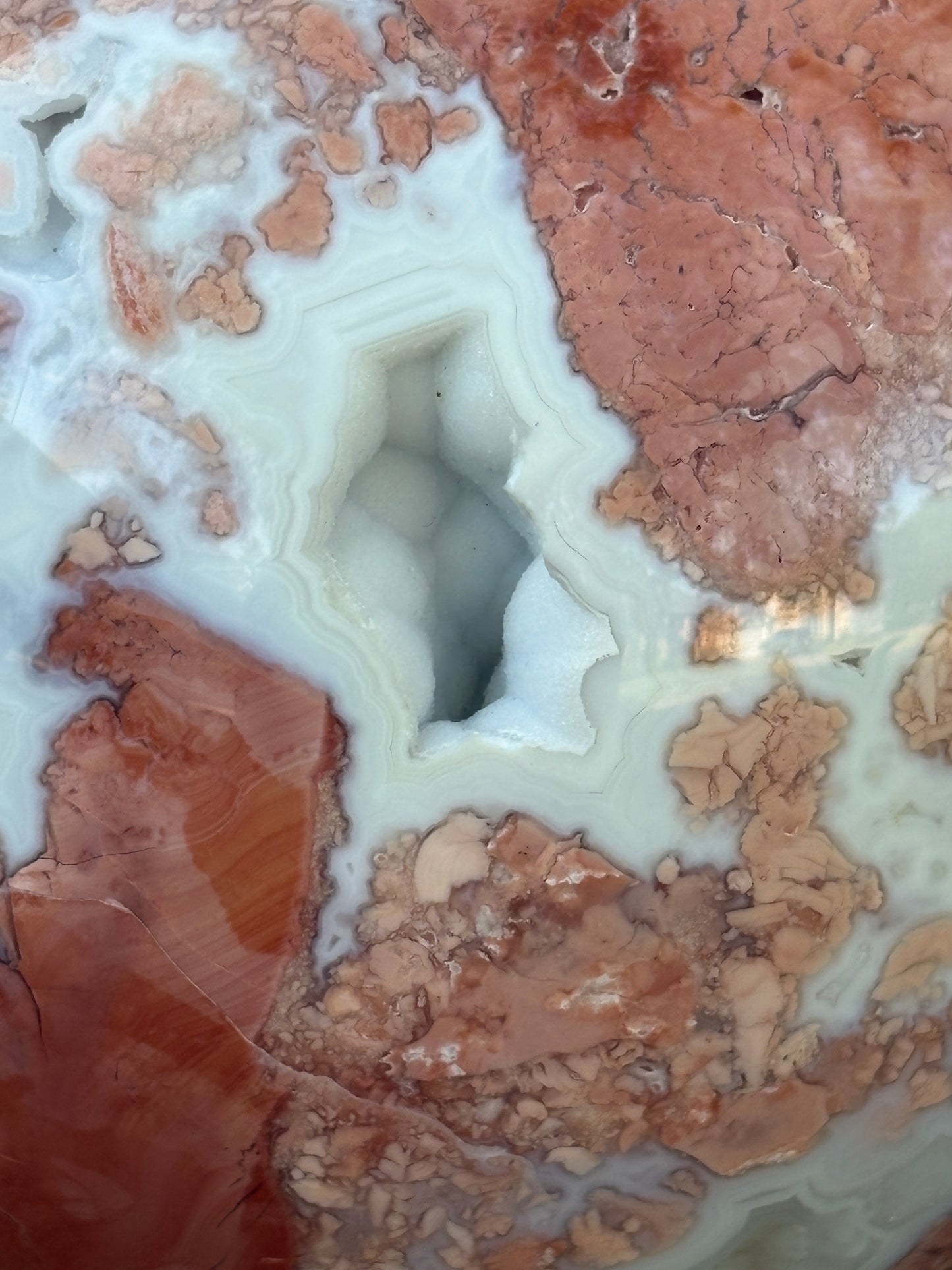 Pink Petal Agate Sphere with Druzy Caverns | 8.38 lb - Nurturing • Grounding • Emotional Balance