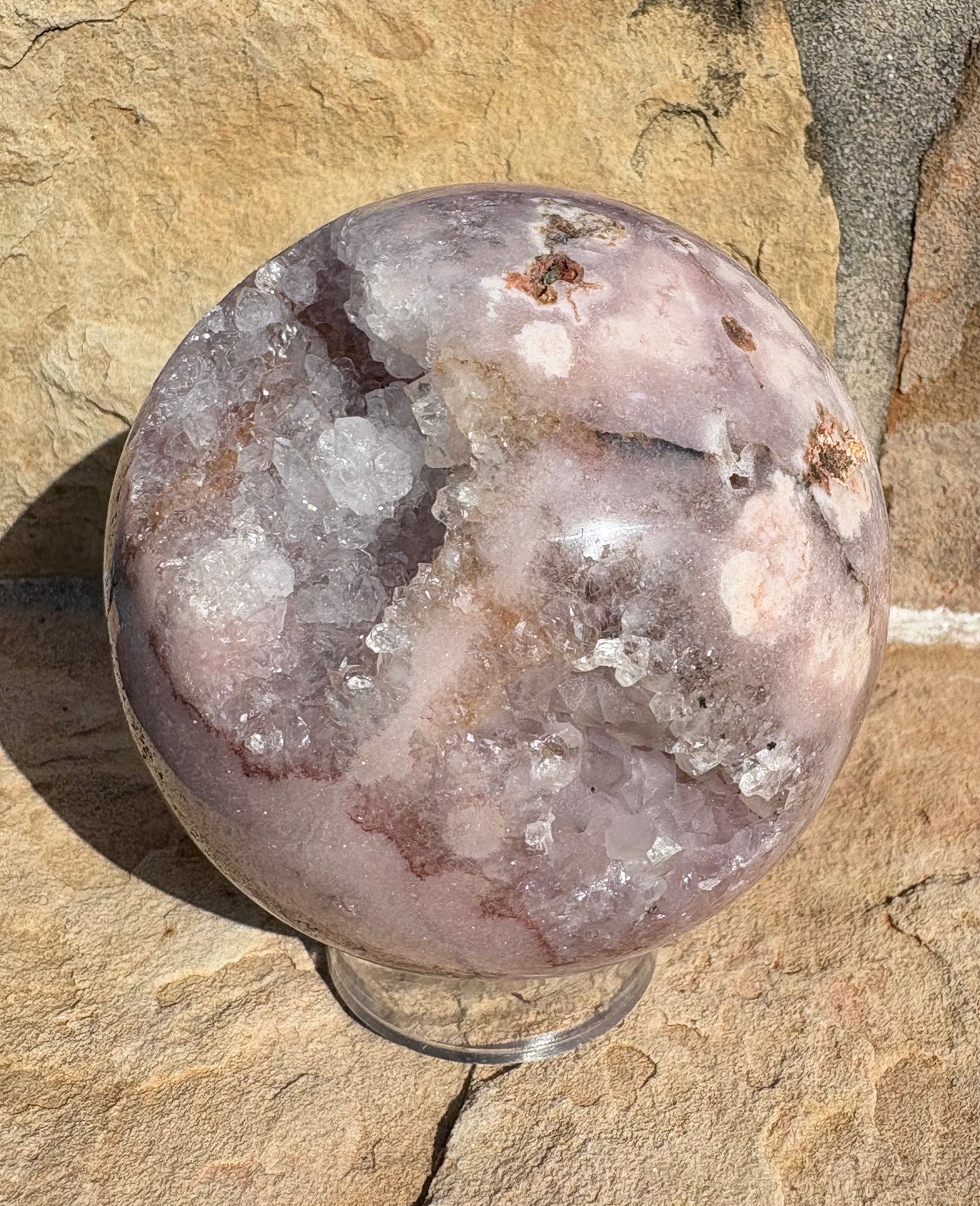🌸✨ Pink Amethyst Druzy Sphere with Natural Matrix Earthborn Beauty | Raw Truth | Heart-Centered Calm
