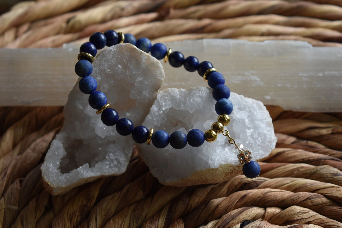 8mm Polished & Matte Lapis Lazuli Crystal Bracelet – Inner Truth • Wisdom • Confident Expression