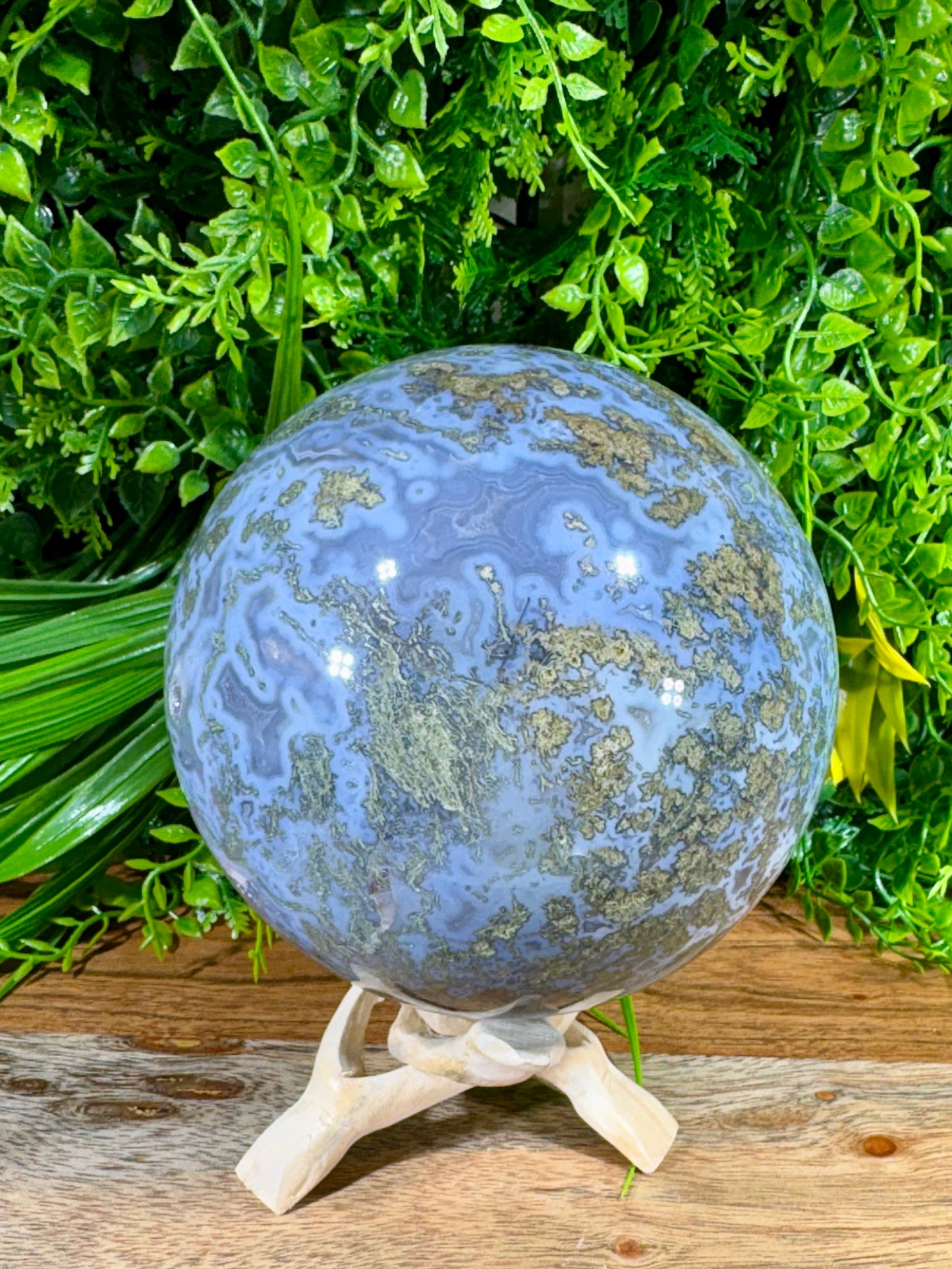 Large Moss Agate Sphere 107mm - 4.28 lbs. - Growth • Abundance • Grounding