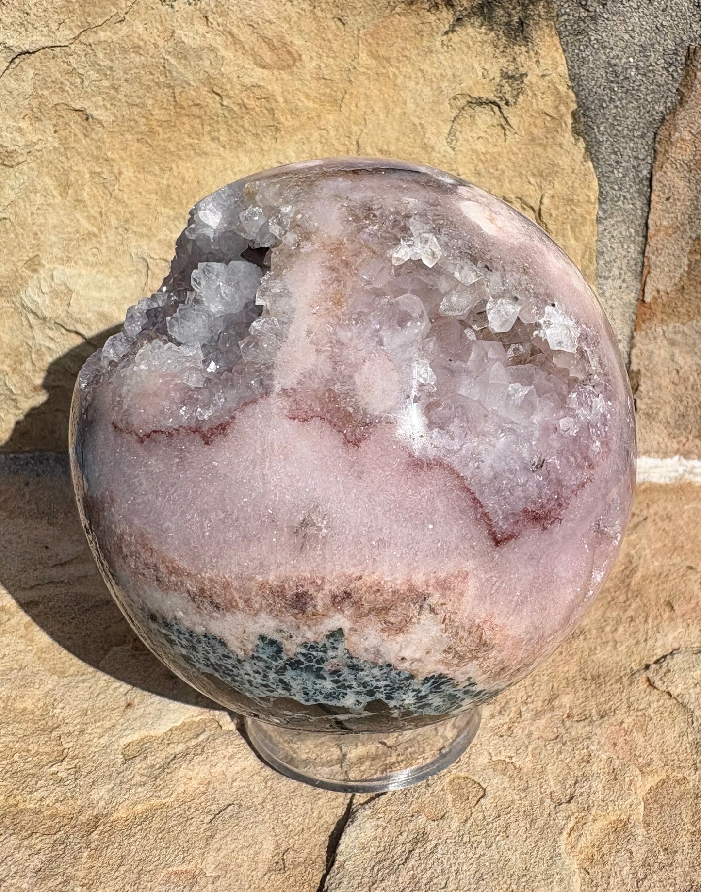 🌸✨ Pink Amethyst Druzy Sphere with Natural Matrix Earthborn Beauty | Raw Truth | Heart-Centered Calm