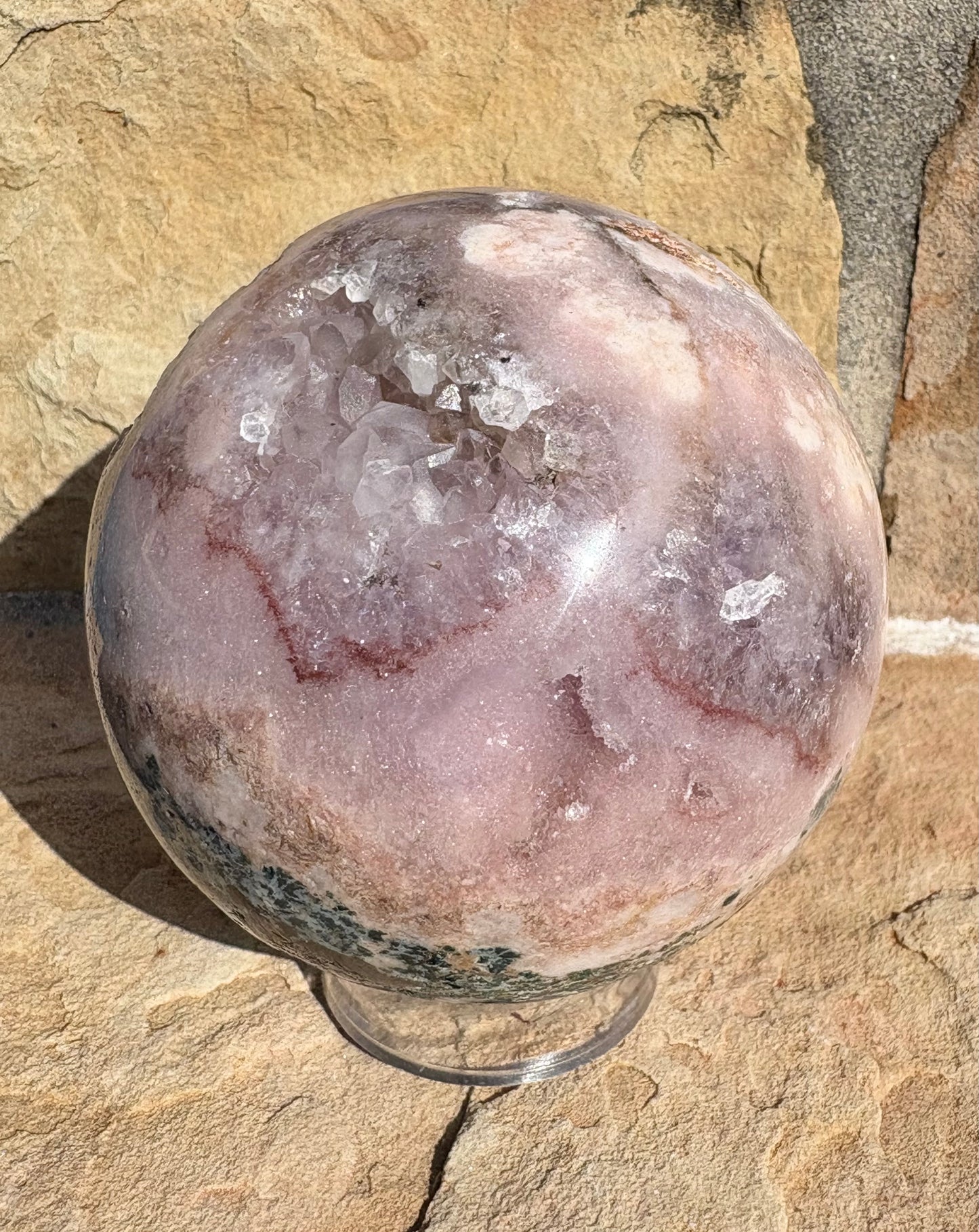 🌸✨ Pink Amethyst Druzy Sphere with Natural Matrix Earthborn Beauty | Raw Truth | Heart-Centered Calm